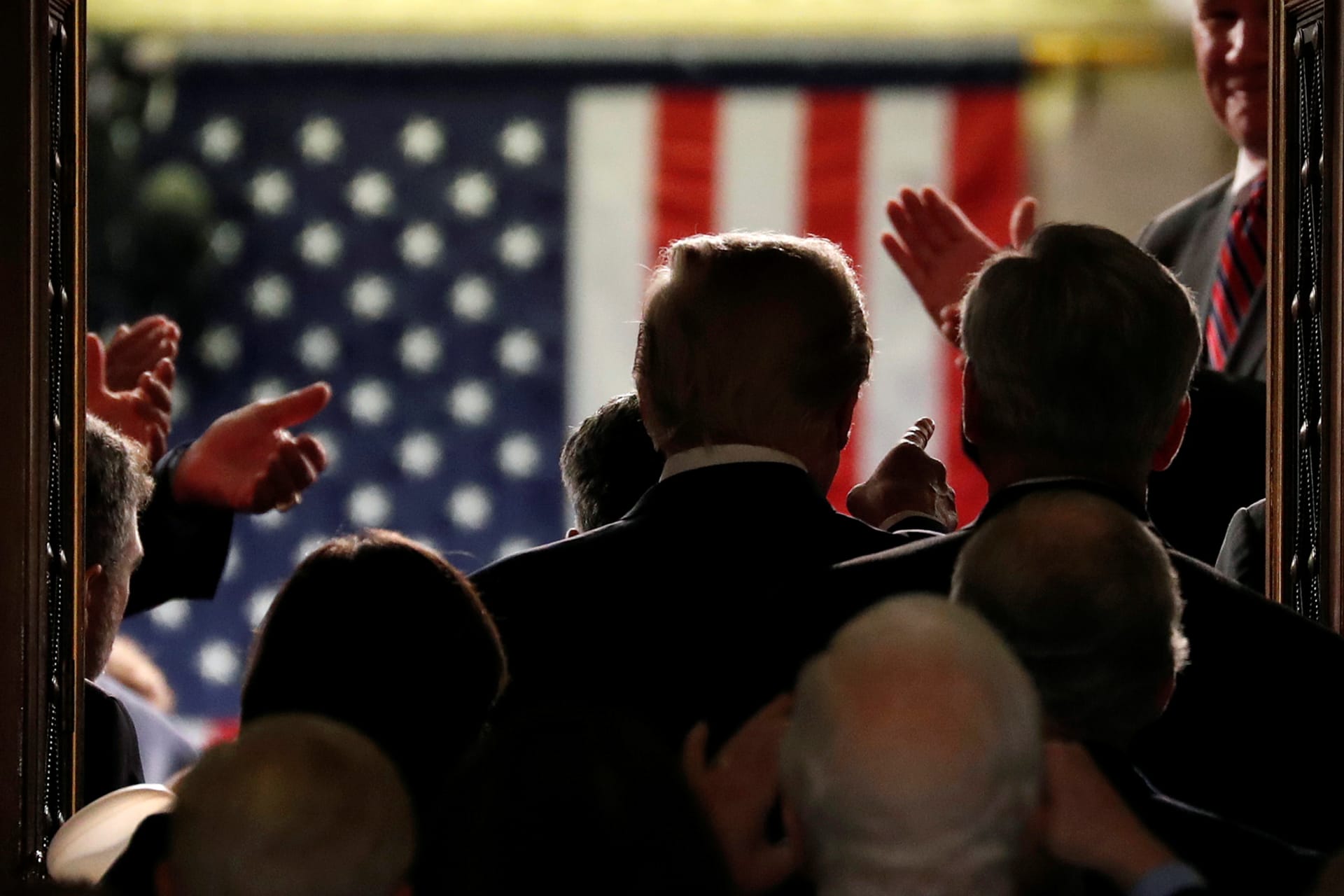 <p>U.S. President Donald J. Trump arrives at the House of Representatives to deliver his 2018 State of the Union address, January 30, 2018.</p>
