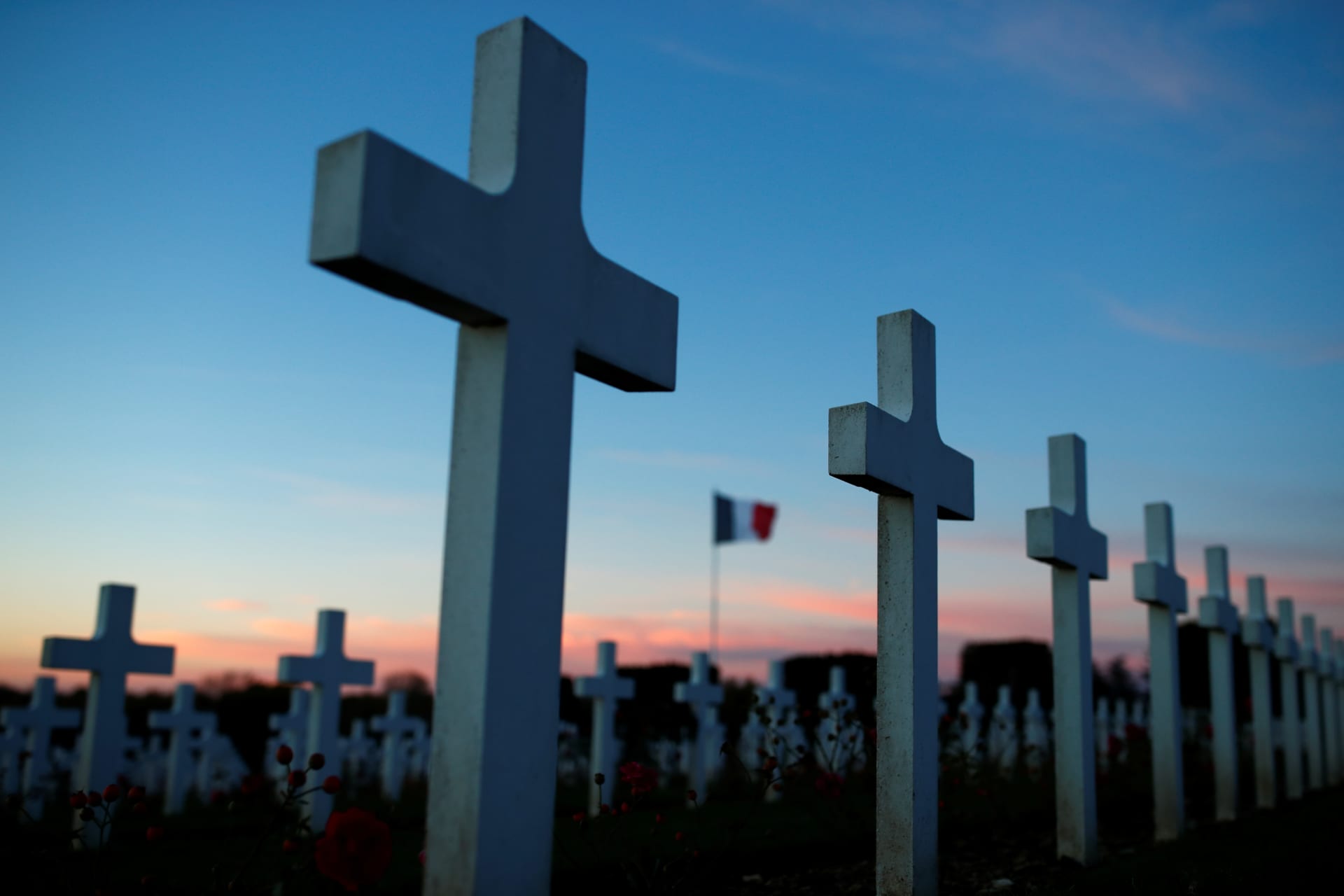 <p>Tombstones outside the WWI memorial, as France prepares to mark the centennial commemoration of the First World War Armistice Day, near Verdun, France, November 7, 2018.</p>