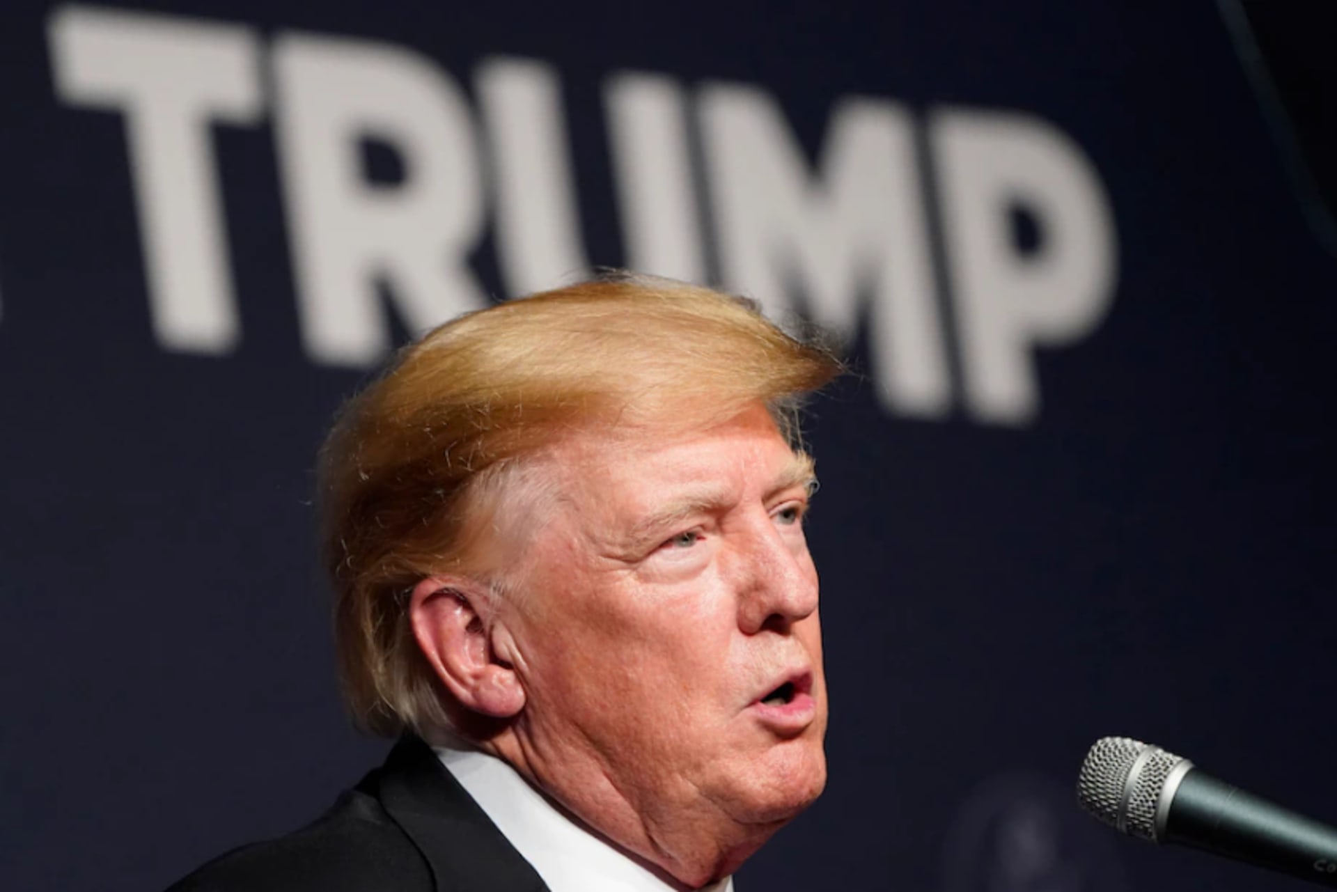<p>Former president Donald Trump speaks during an event with Joe Lombardo, Clark County sheriff and Republican candidate for Nevada governor, and republican Nevada Senate candidate Adam Laxalt, on July 8, in Las Vegas.</p>

