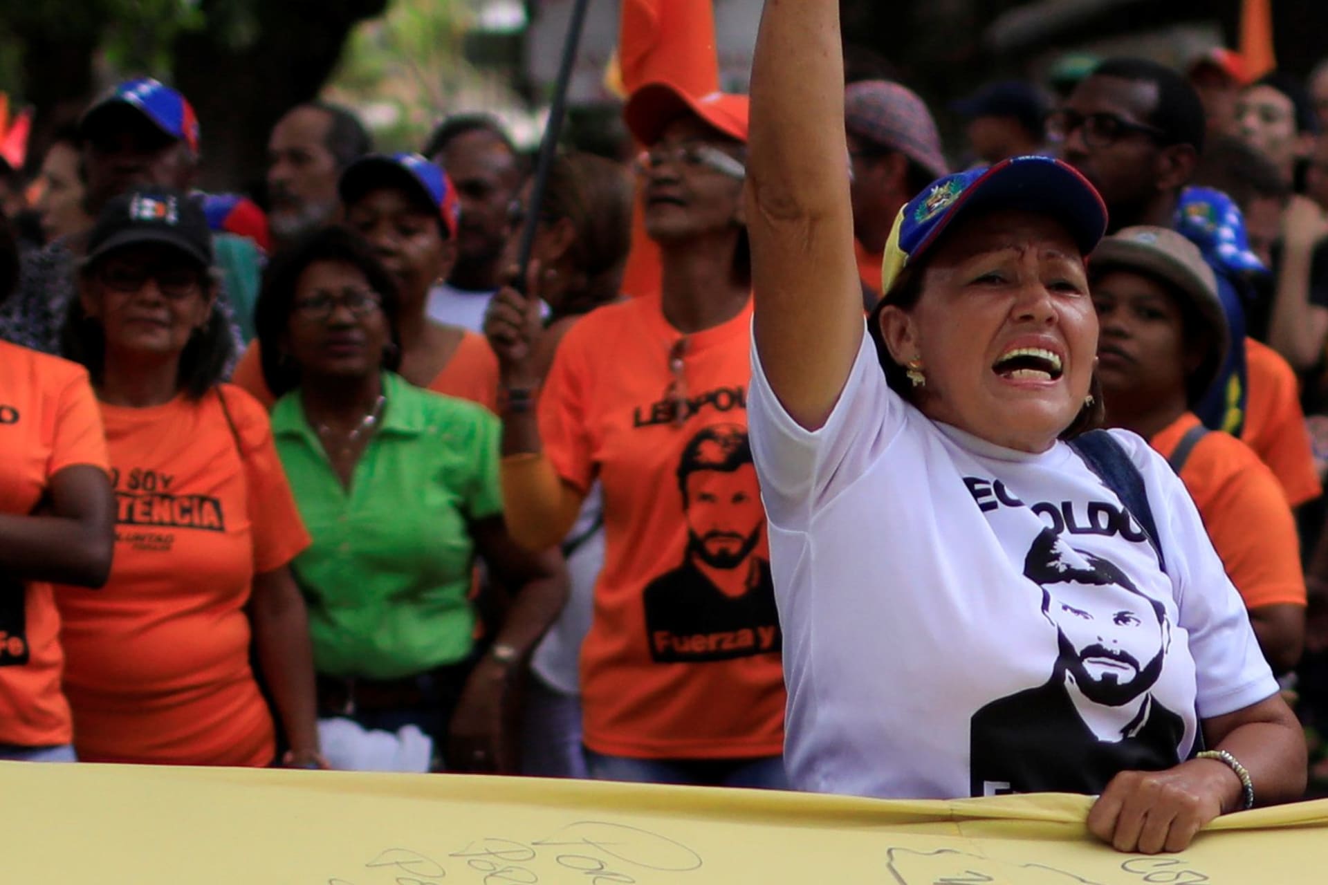<p>A woman protests against upcoming presidential elections in Caracas, Venezuela.</p>