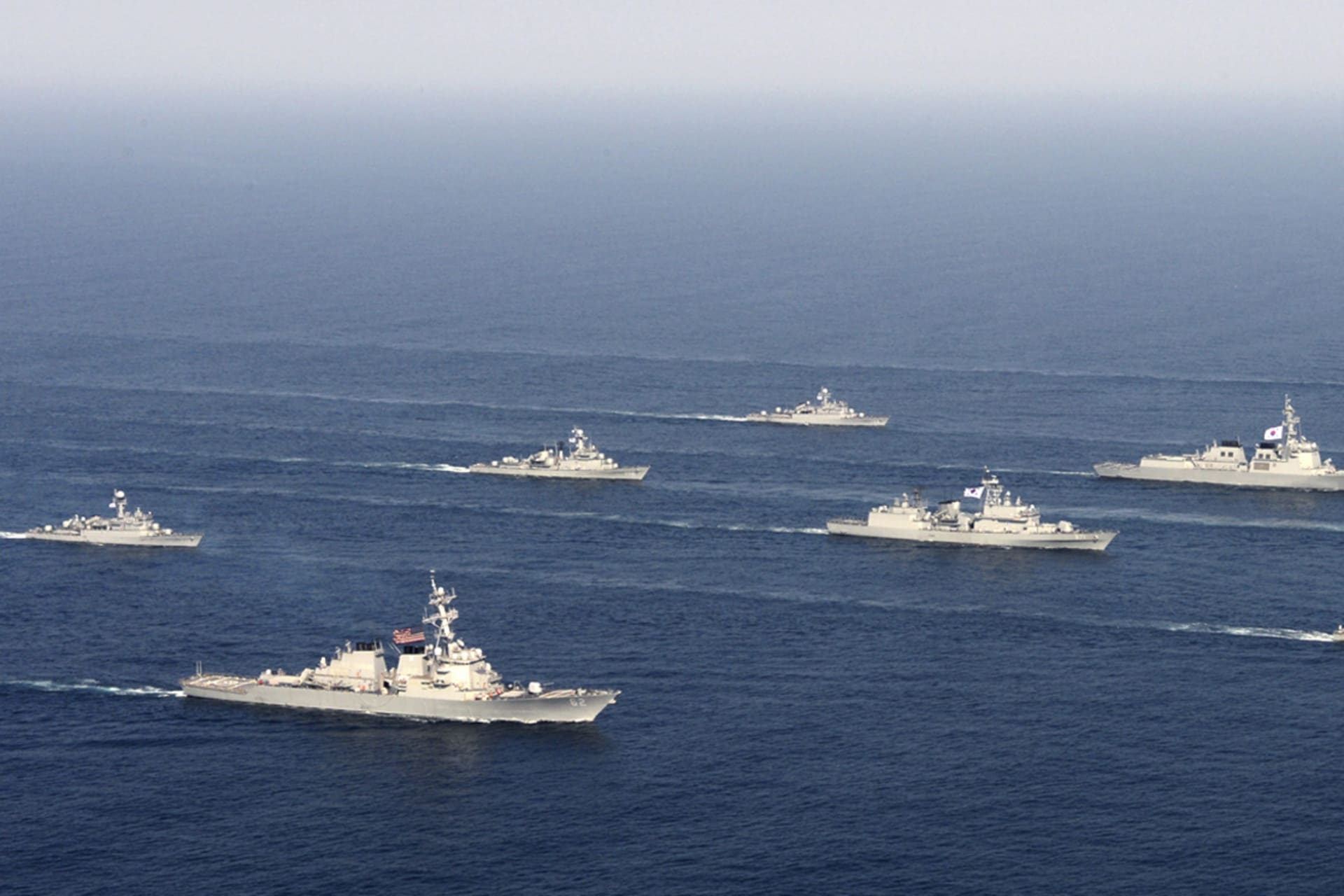 <p>Navy vessels of South Korea and the United States attend a joint military drill on the East Sea </p>
