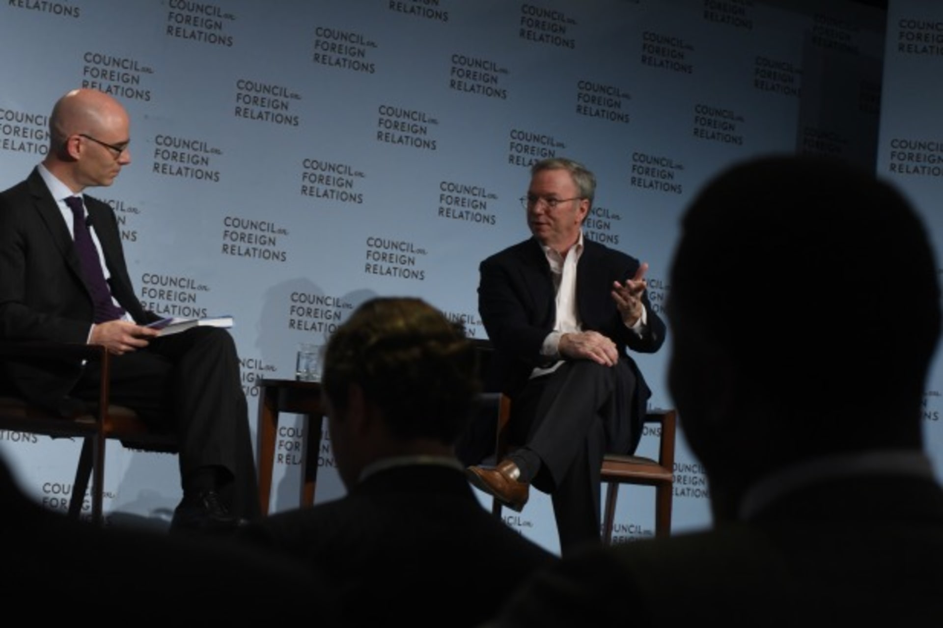 <p>Eric Schmidt, Google’s executive chairman, at a not-for-attribution event at the Council on Foreign Relations on December 15, 2014. </p>
