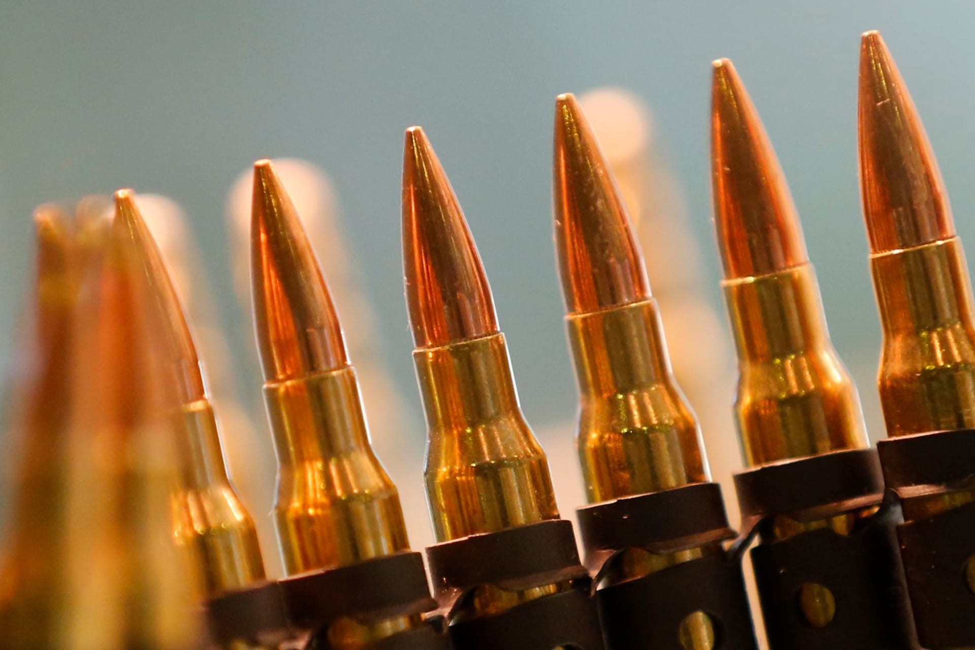 <p>Bullets are displayed at the Defense and Security International Exhibition trade show for the defense industry in Latin America. </p>
