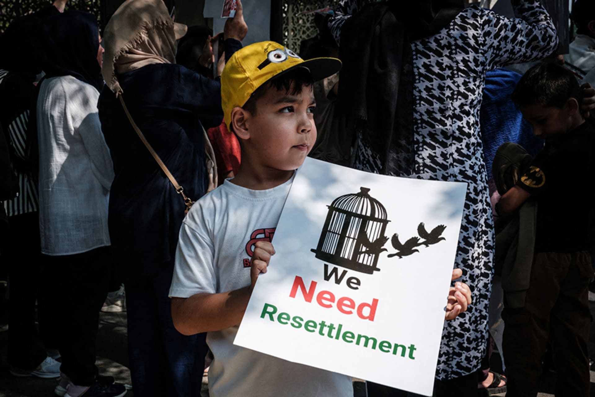 <p>Afghan refugees and asylum seekers take part in a protest demanding resettlement assistance in Jakarta, Indonesia, July 21, 2025.</p>
