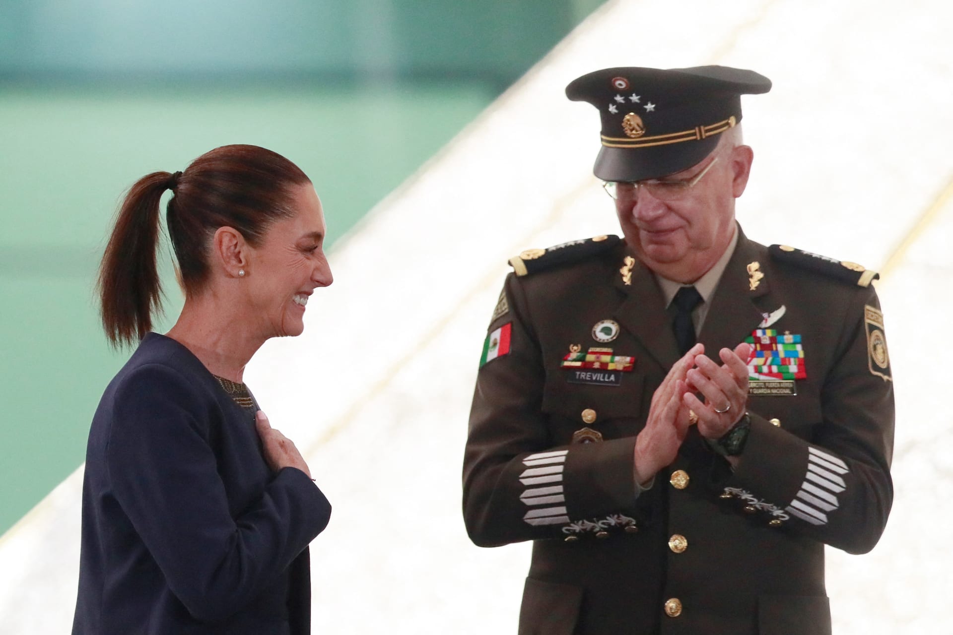 Mexican President Claudia Sheinbaum attends an event marking the 87th anniversary of Pemex