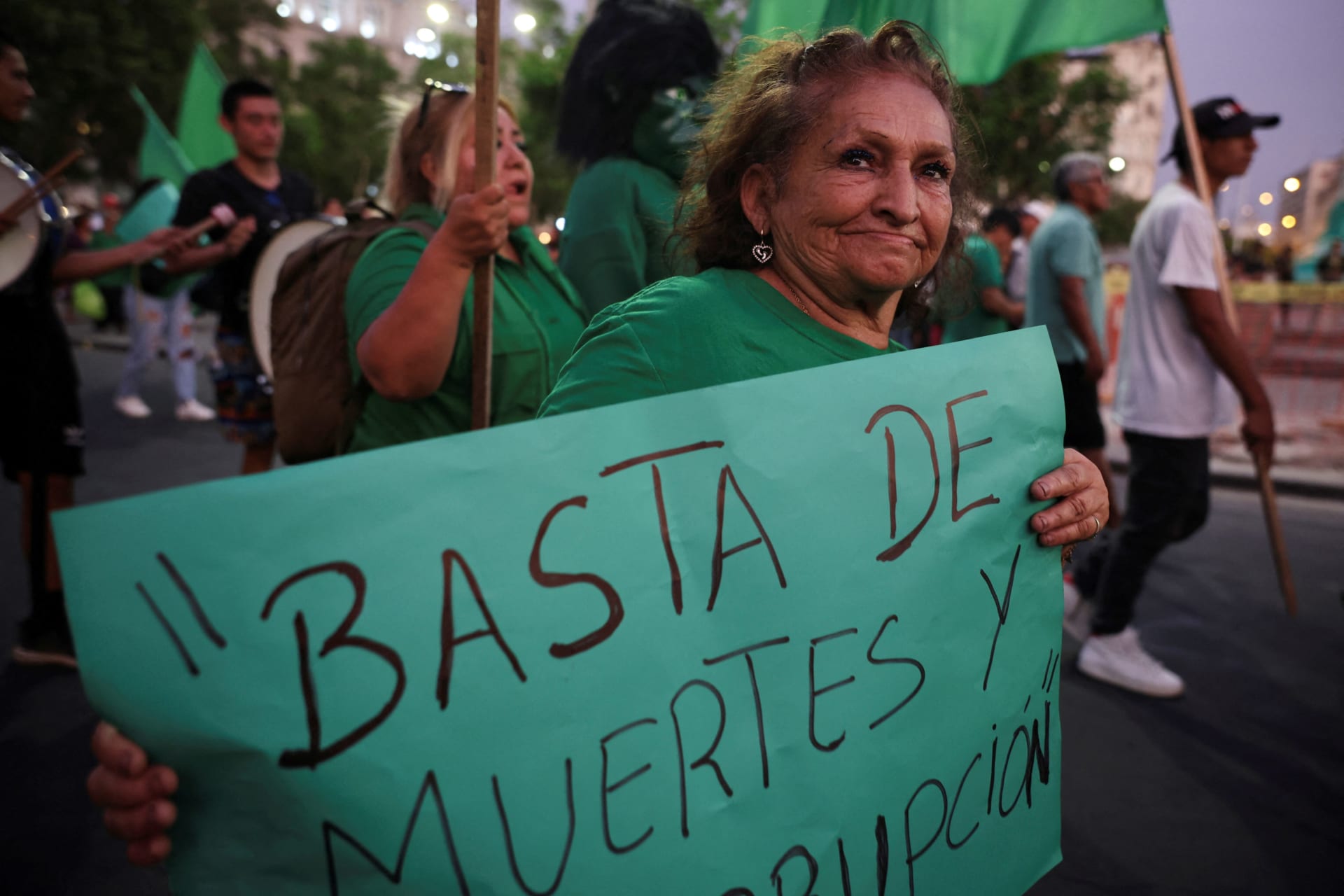 Peruvians protest against insecurity and crime in Lima, Peru.