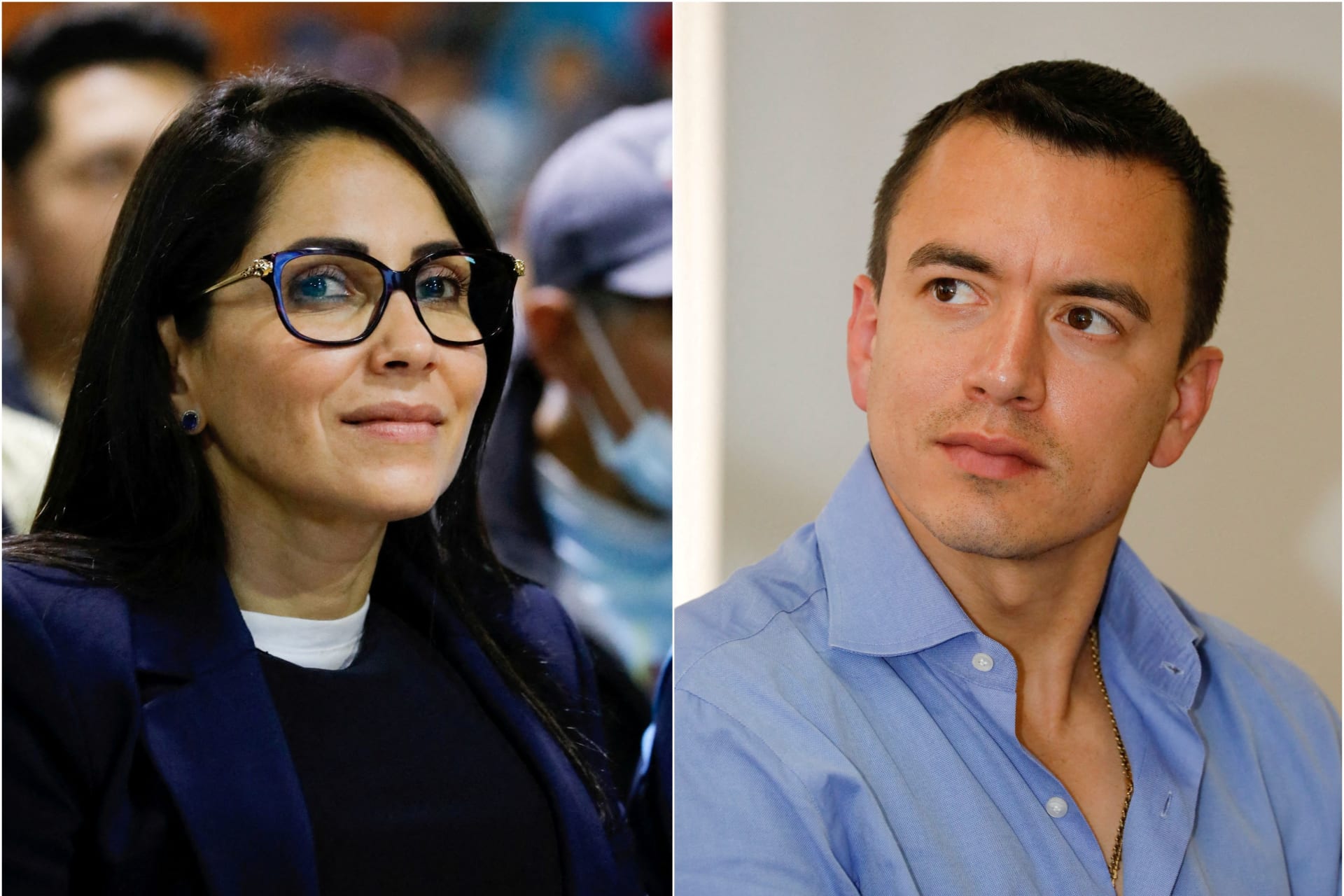 Photo of Ecuadorian presidential candidates Daniel Noboa and Luisa Gonzalez