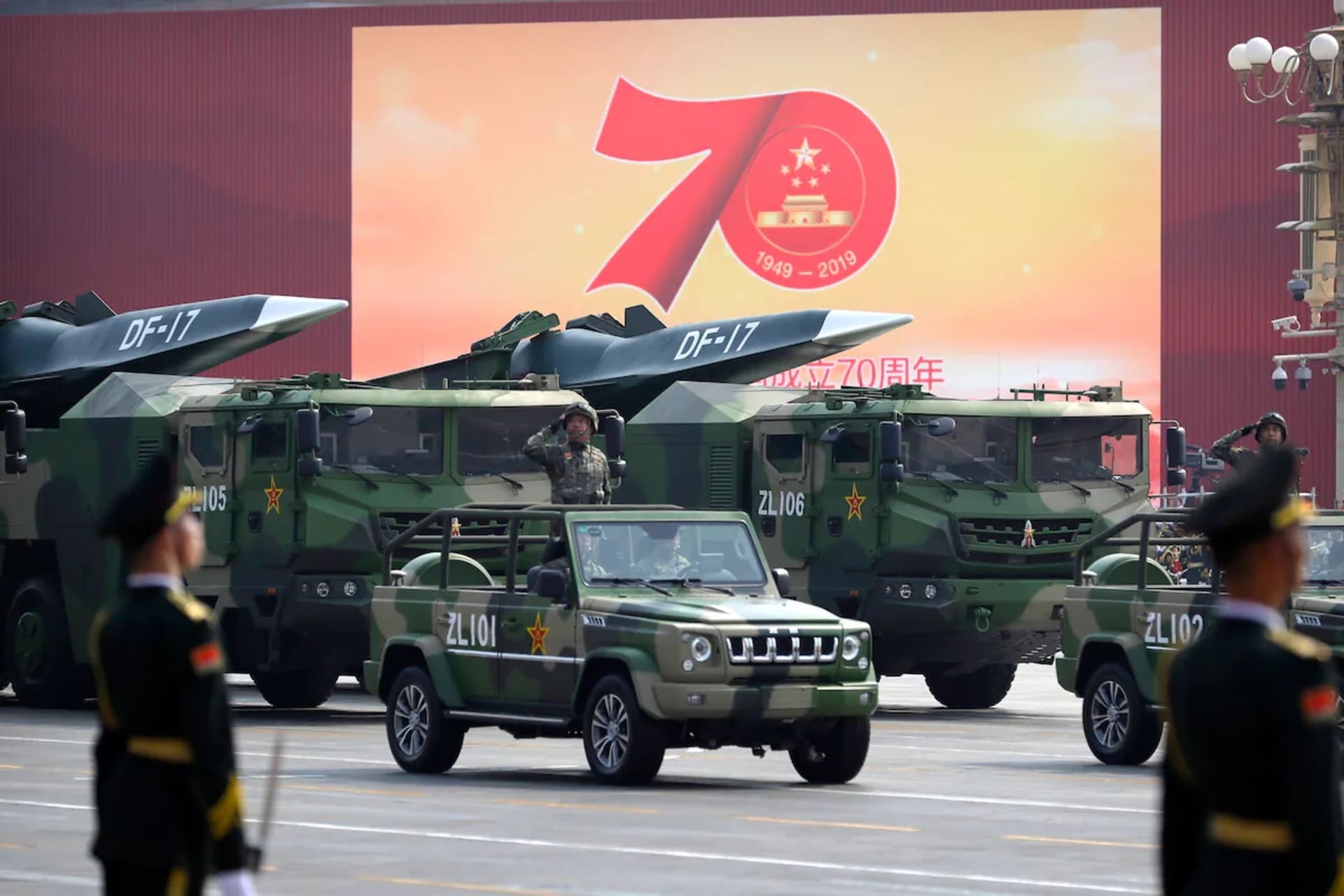 <p>Trucks carrying weapons, including a nuclear-capable missile designed to evade U.S. defenses, rumble through Beijing in 2019 as the Chinese Communist Party celebrated its 70th anniversary in power.</p>
