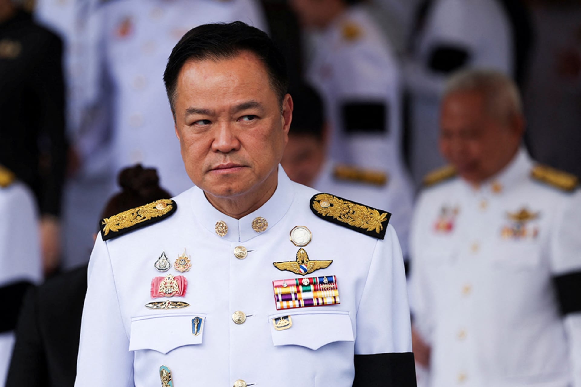 <p>Thai Prime Minister Anutin Charnvirakul looks on as he announces the dissolution of parliament at the Government House, in Bangkok, December 12, 2025.</p>
