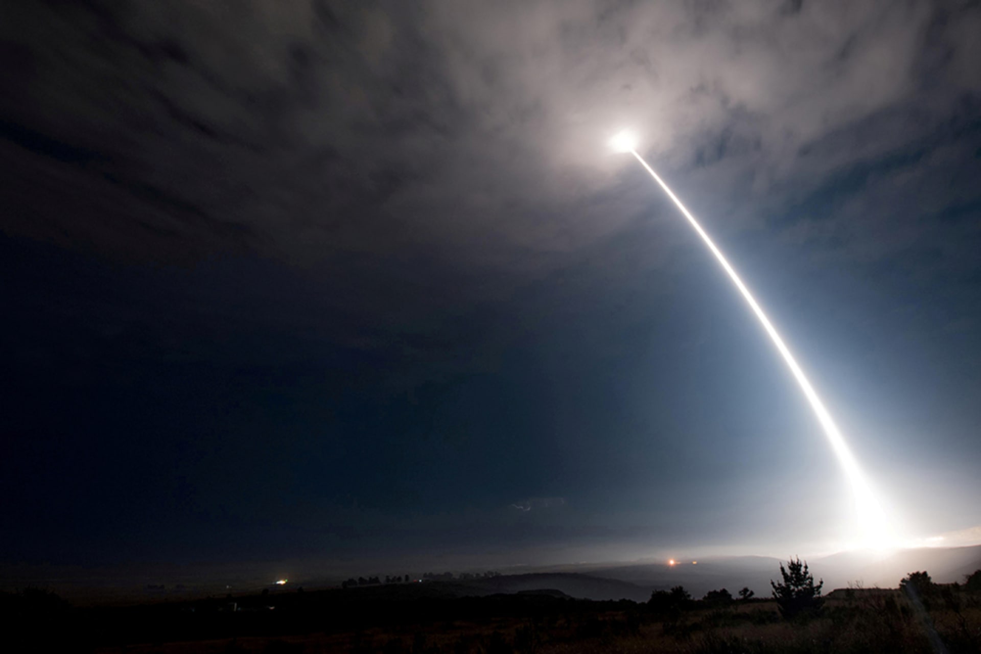 <p>An unarmed Minuteman III intercontinental ballistic missile launches during an operational test at Vandenberg Air Force Base, California, August 2, 2017.</p>

