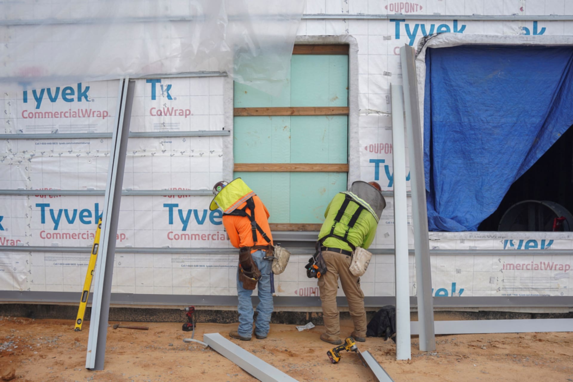 <p>People work at a construction site facing shortages of migrant workers due to immigration raids, near Mobile, Alabama, July 14, 2025.</p>
