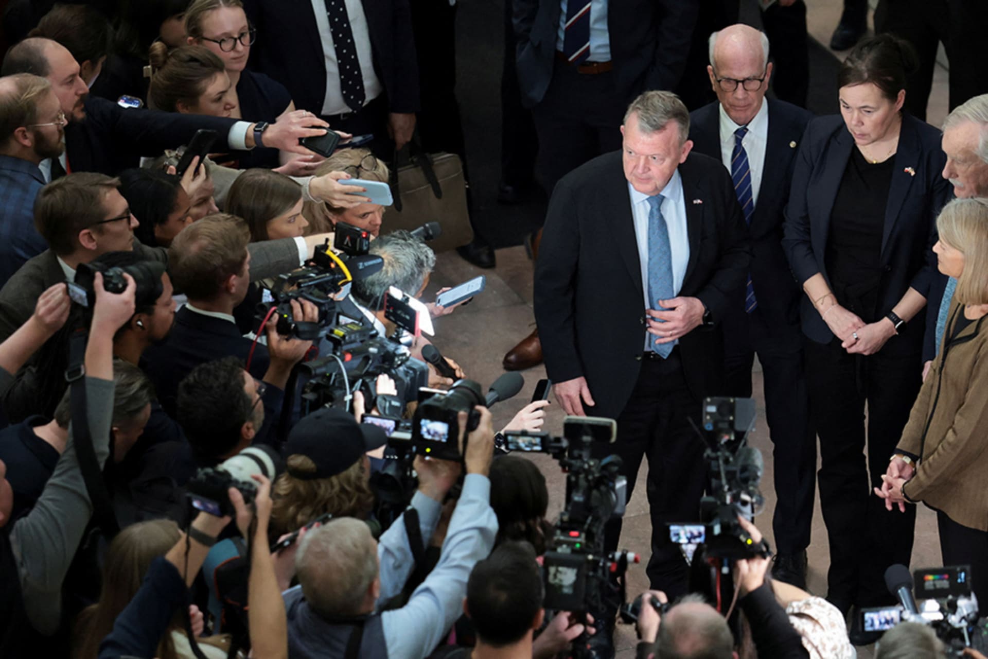 <p>Denmark’s Foreign Minister Lars Løkke Rasmussen and Greenland’s Foreign Minister Vivian Motzfeldt speak to the media following a meeting with U.S. Congress members in Washington, January 14, 2026.</p>

