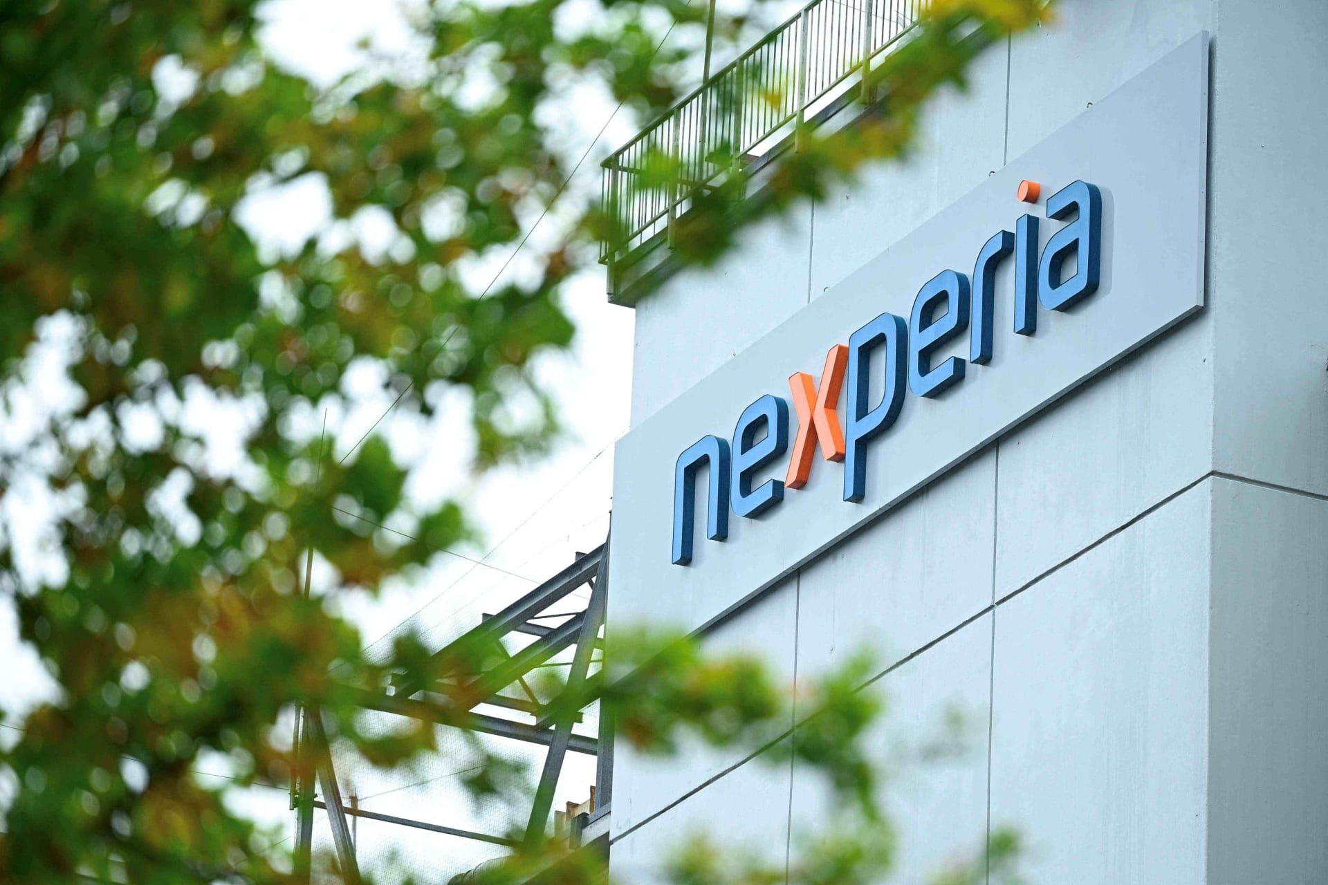 <p>The logo of Chinese-owned semiconductor company Nexperia is displayed at the chipmaker’s German facility, after the Dutch government seized control and auto industry bodies sounded the alarm over the possible impact on car production, in Hamburg, Germany.</p>
