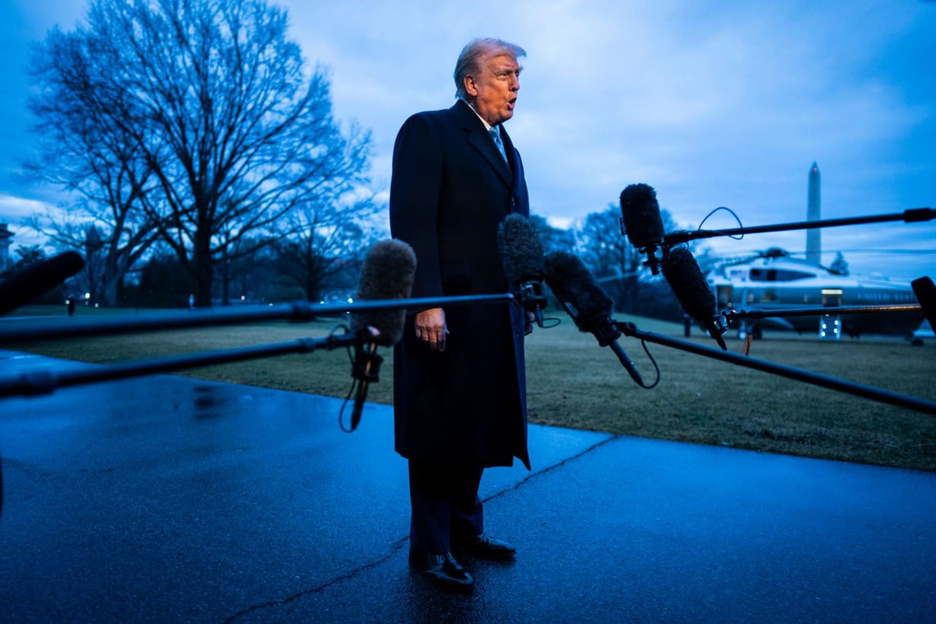 Trump Speaks to Press Outside White House