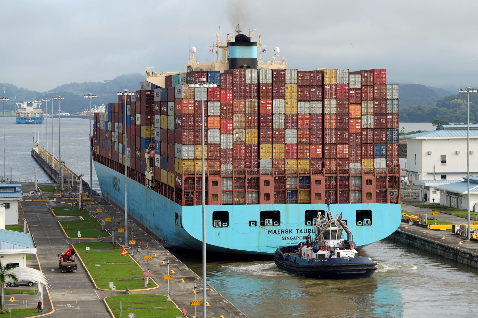 Photo of container ship transiting through the Panama Canal