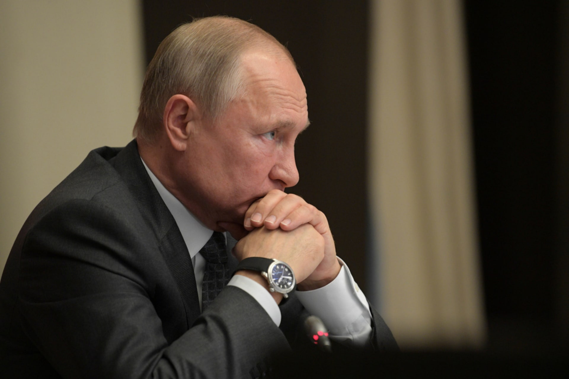 <p>Russian President Vladimir Putin chairs a meeting at the Novo-Ogaryovo state residence outside Moscow.</p>