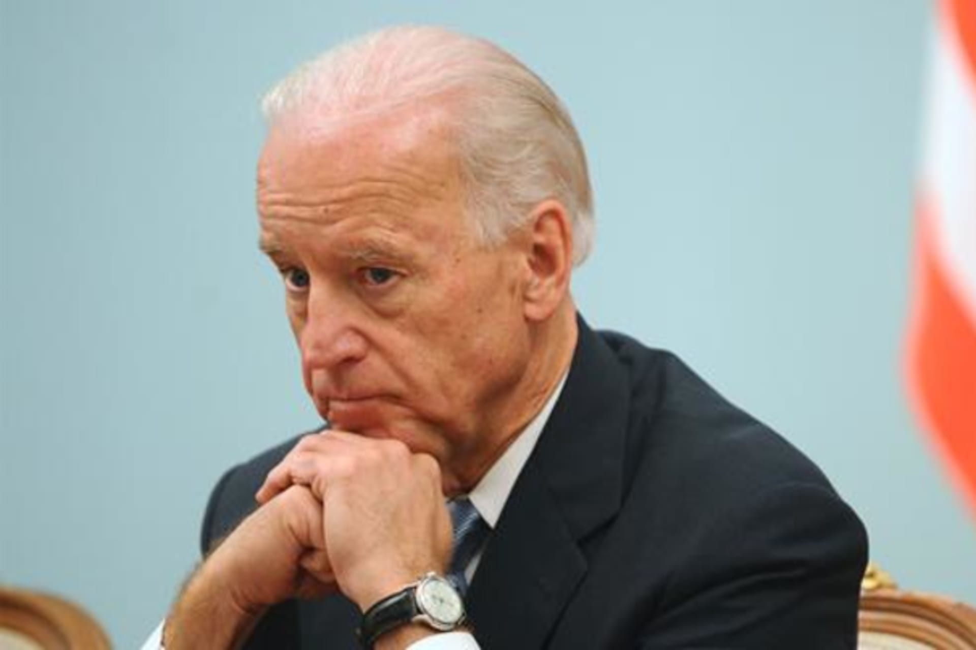 President Joe Biden looks on during U.S.-Russia talks