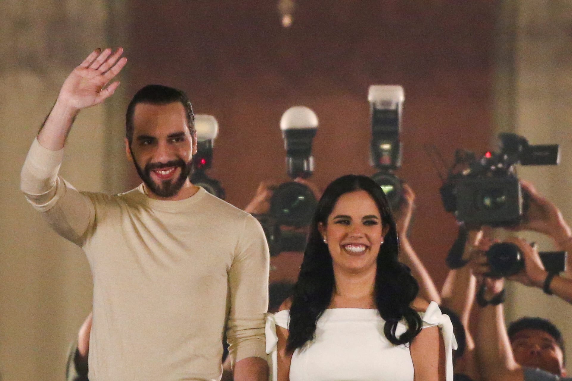 Photo of President of El Salvador Nayib Bukele and his wife