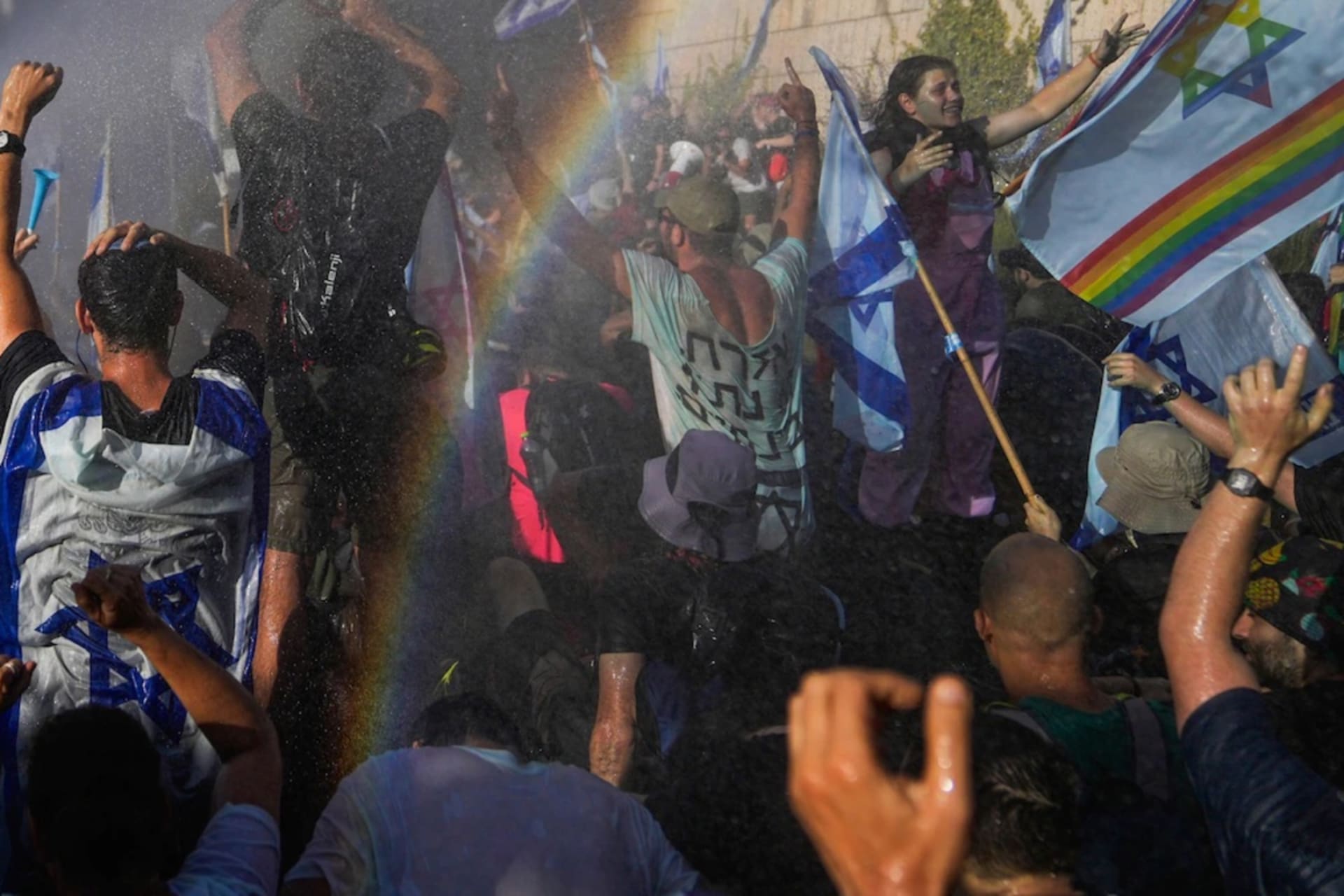<p>Israeli police use a water cannon to disperse demonstrators in Jerusalem on Monday.</p>
