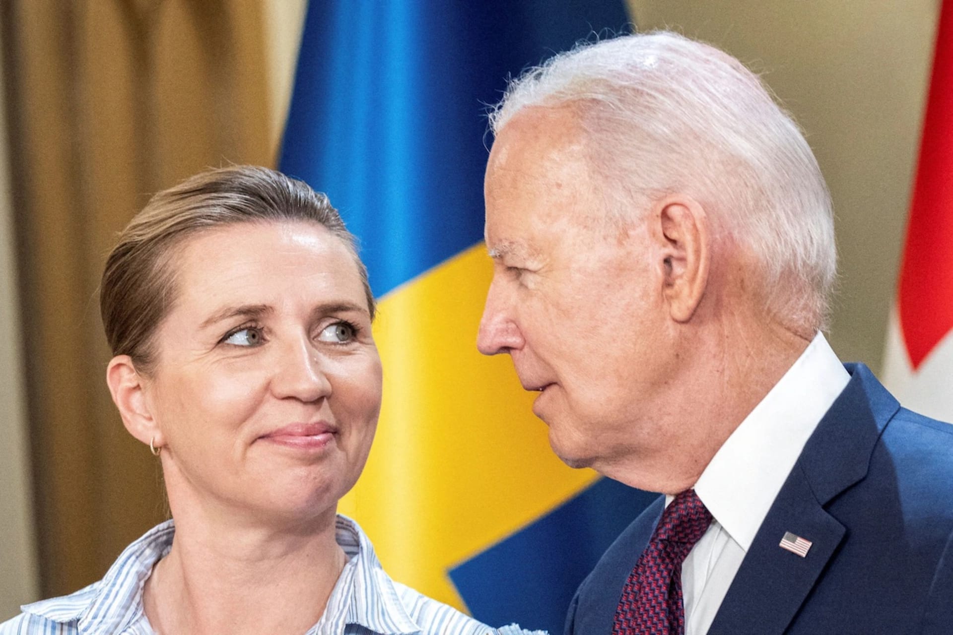 <p>Danish Prime Minister Mette Frederiksen and President Biden in Helsinki on Thursday.</p>
