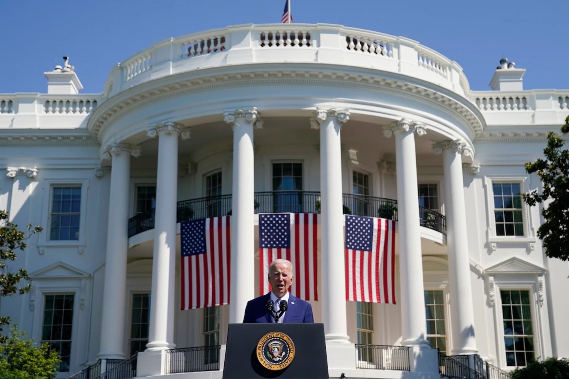 <p>President Biden speaks at a White House ceremony on Aug. 9.</p>
