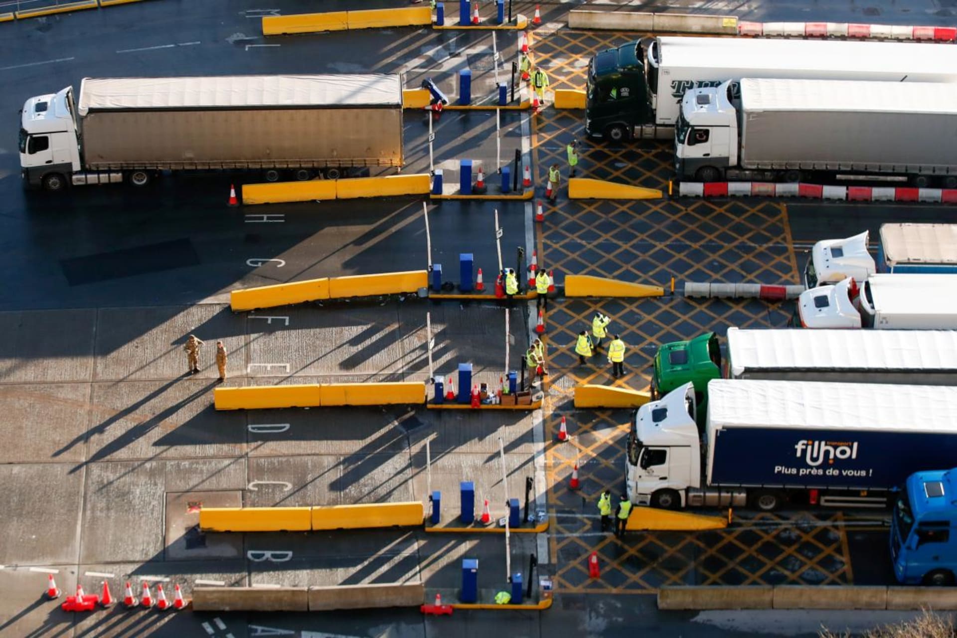 <p>Lorries queue in the Port of Dover, Britain, December 2020</p>
