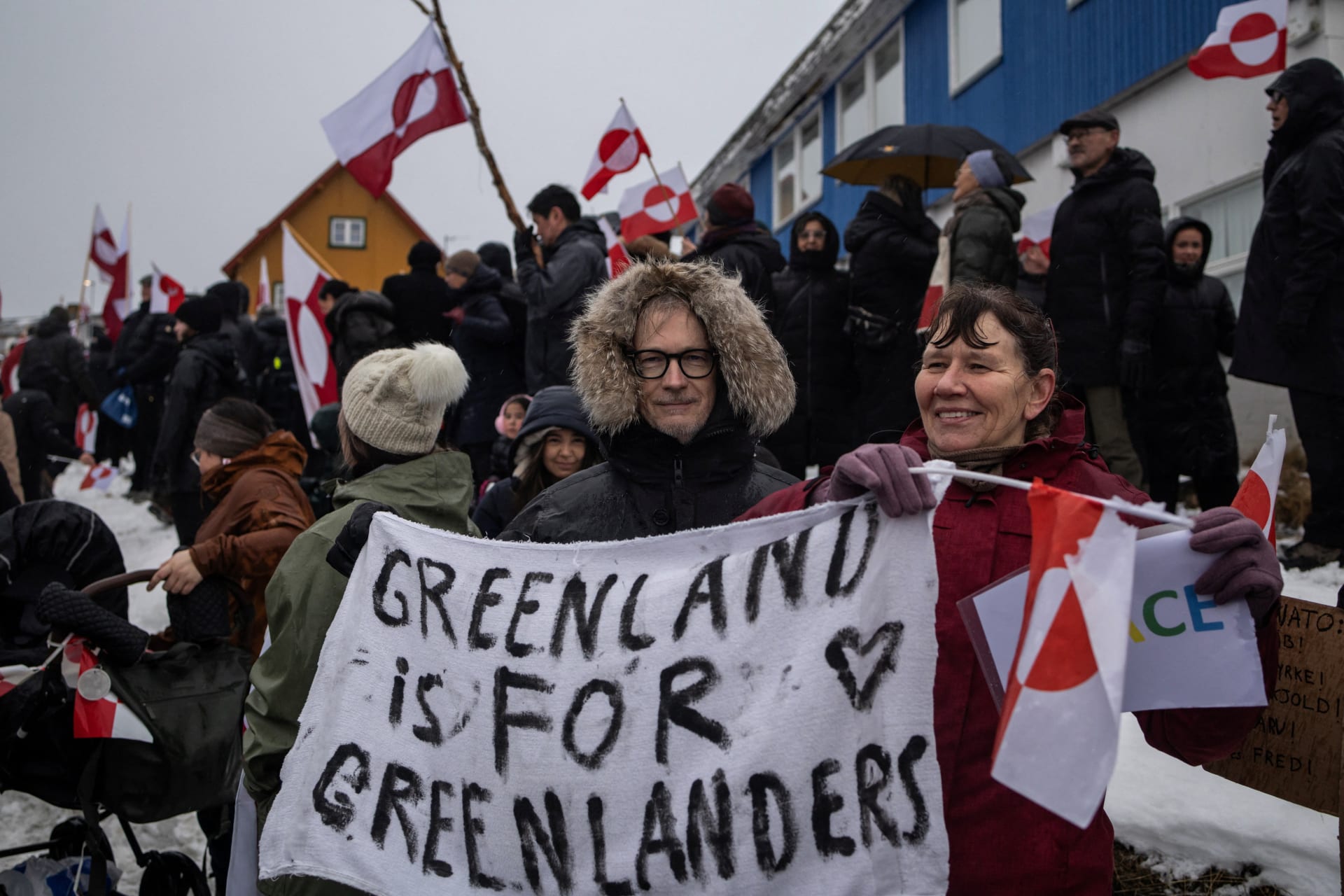 Protesters rally in Greenland against Trump annexation threat.