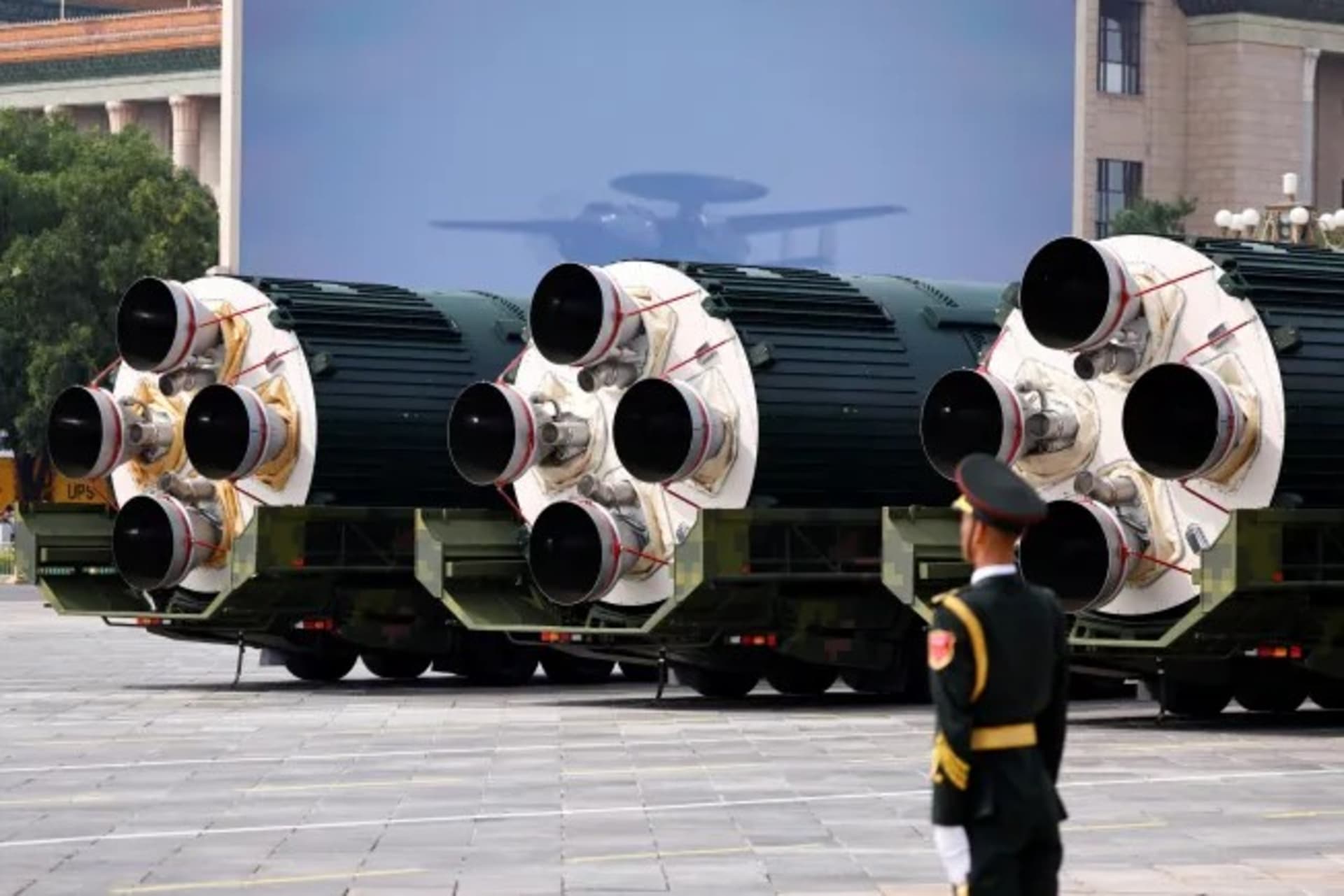 Nuclear missiles at a military parade in Beijing September 2025