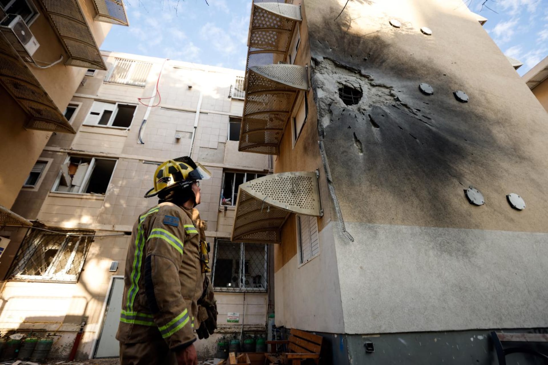 <p>A damaged home is seen after it was hit by a rocket launched from the Gaza Strip into Israel, in Sderot, southern Israel, on October 17, 2023.</p>
