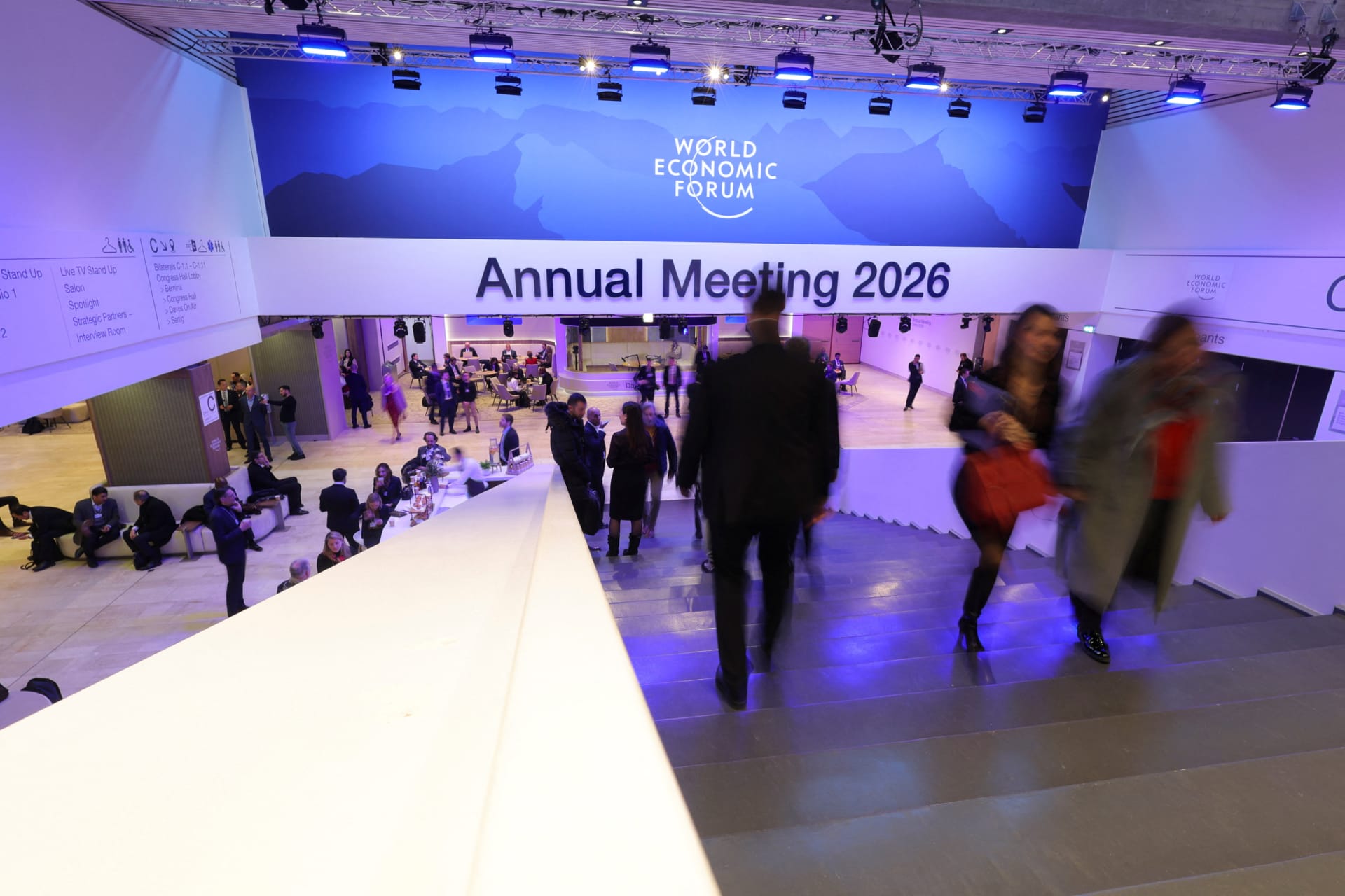 <p>Attendees walk at the 56th annual World Economic Forum (WEF) meeting in Davos, Switzerland, January 21, 2026. </p>
