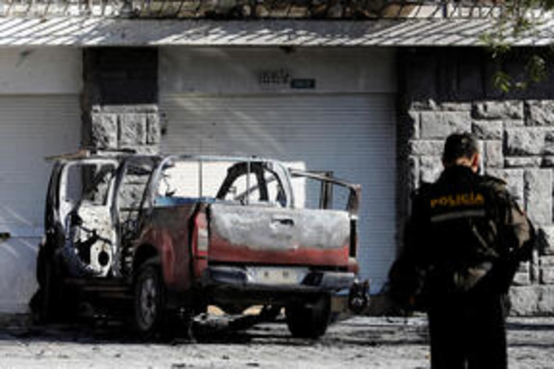 Photo of one of the exploded cars in Ecuador