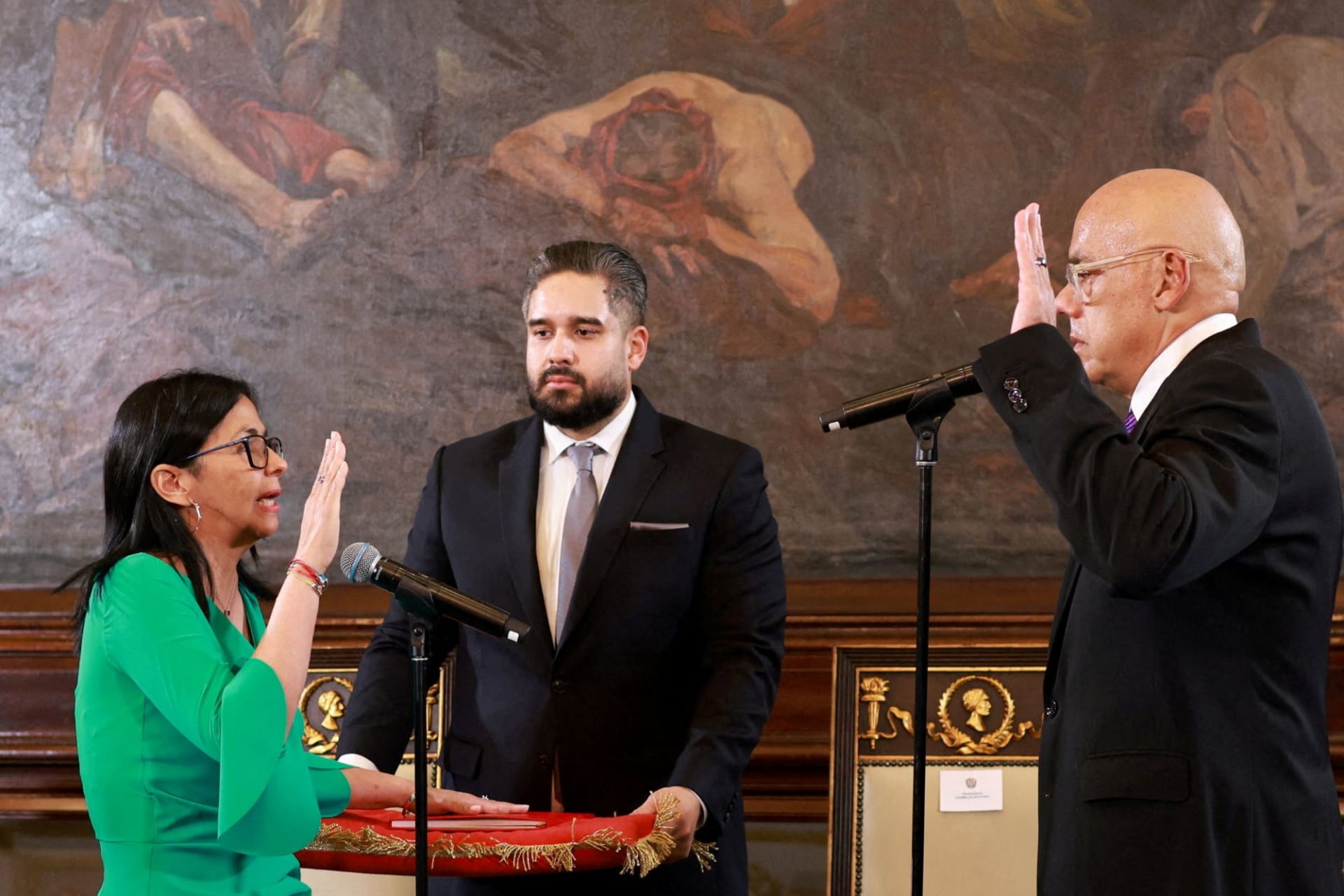 Photo of Delcy Rodriguez being sworn in as interim president of Venezuela
