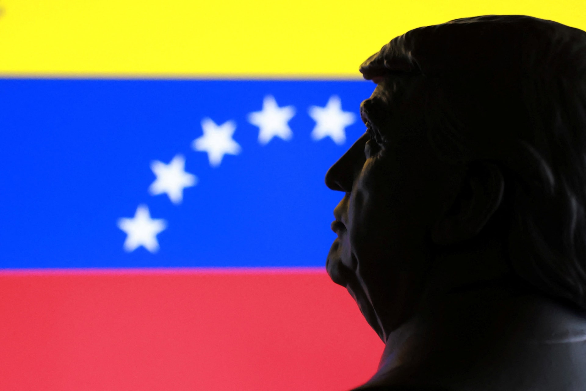Illustration of Trump with the Venezuelan flag