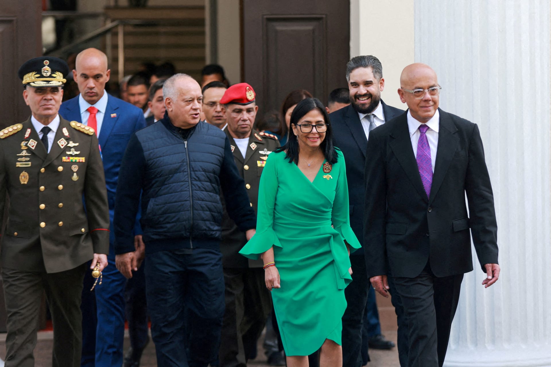 Photo of Interim Venezuelan President Delcy Rodriguez with other members of the Venezuelan regime