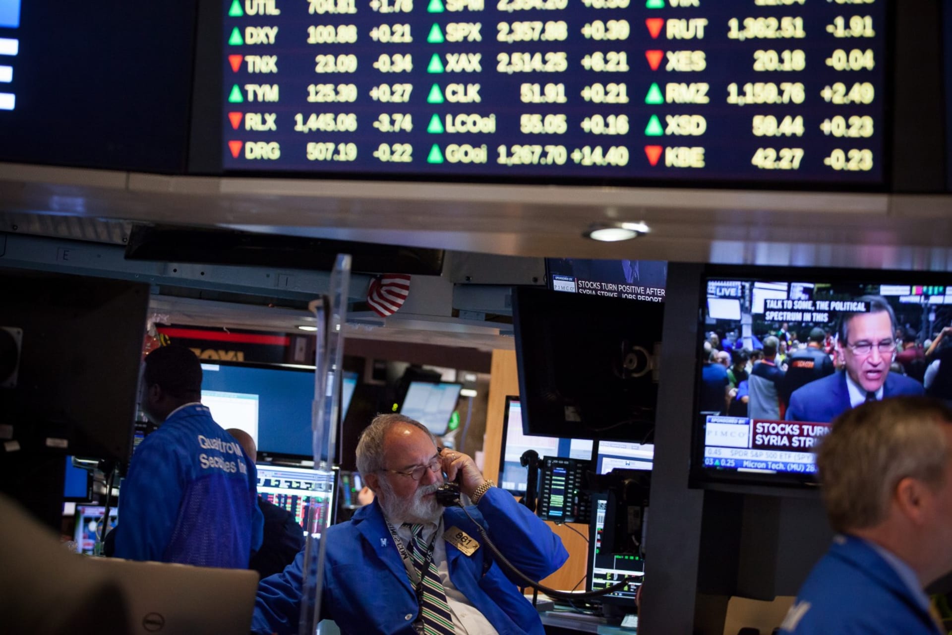<p>Traders work on the floor of the New York Stock Exchange on April 7. </p>
