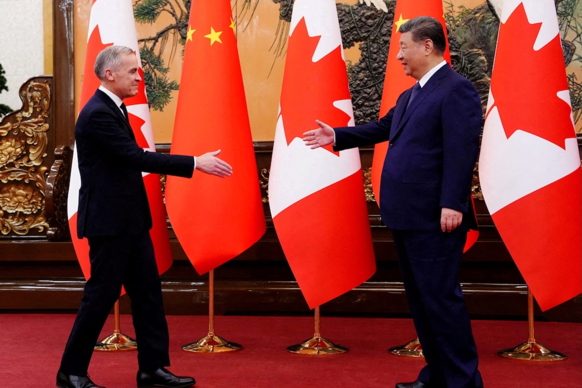<p>Canadian Prime Minister Mark Carney meets with President of China Xi Jinping at the Great Hall of the People in Beijing, China on Friday, Jan. 16, 2026.</p>
