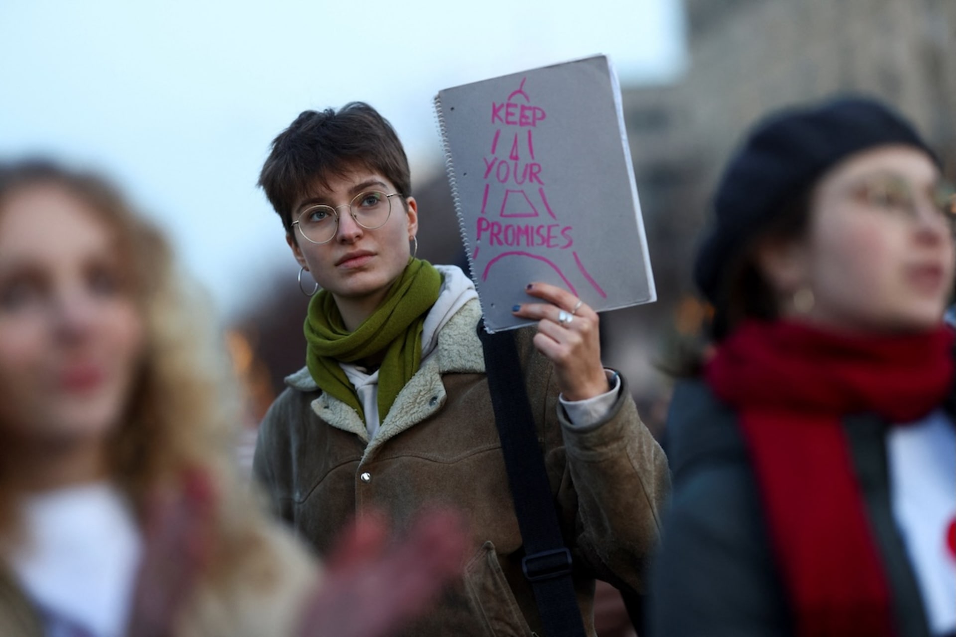 <p>An activist protests at a demonstration organised by Fridays for Future on the 10th anniversary of the 2015 Paris Climate Agreement, calling for more climate protection under the slogan “Time to act”, in Berlin, Germany, December 12, 2025. </p>