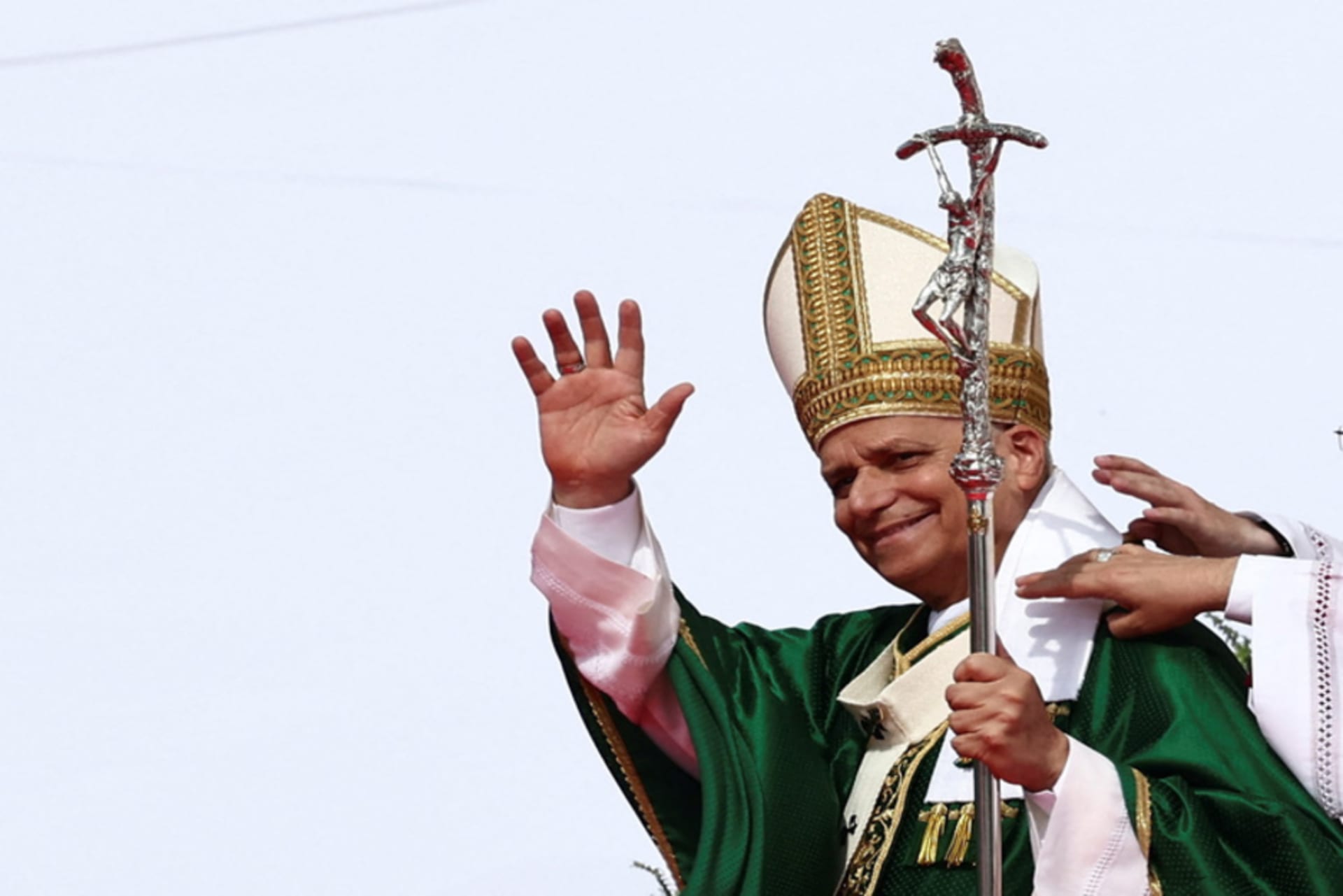 <p>Pope Leo XIV waves, on the day of a Mass for Jubilee of Youth in Tor Vergata, in Rome, Italy, August 3, 2025. </p>
