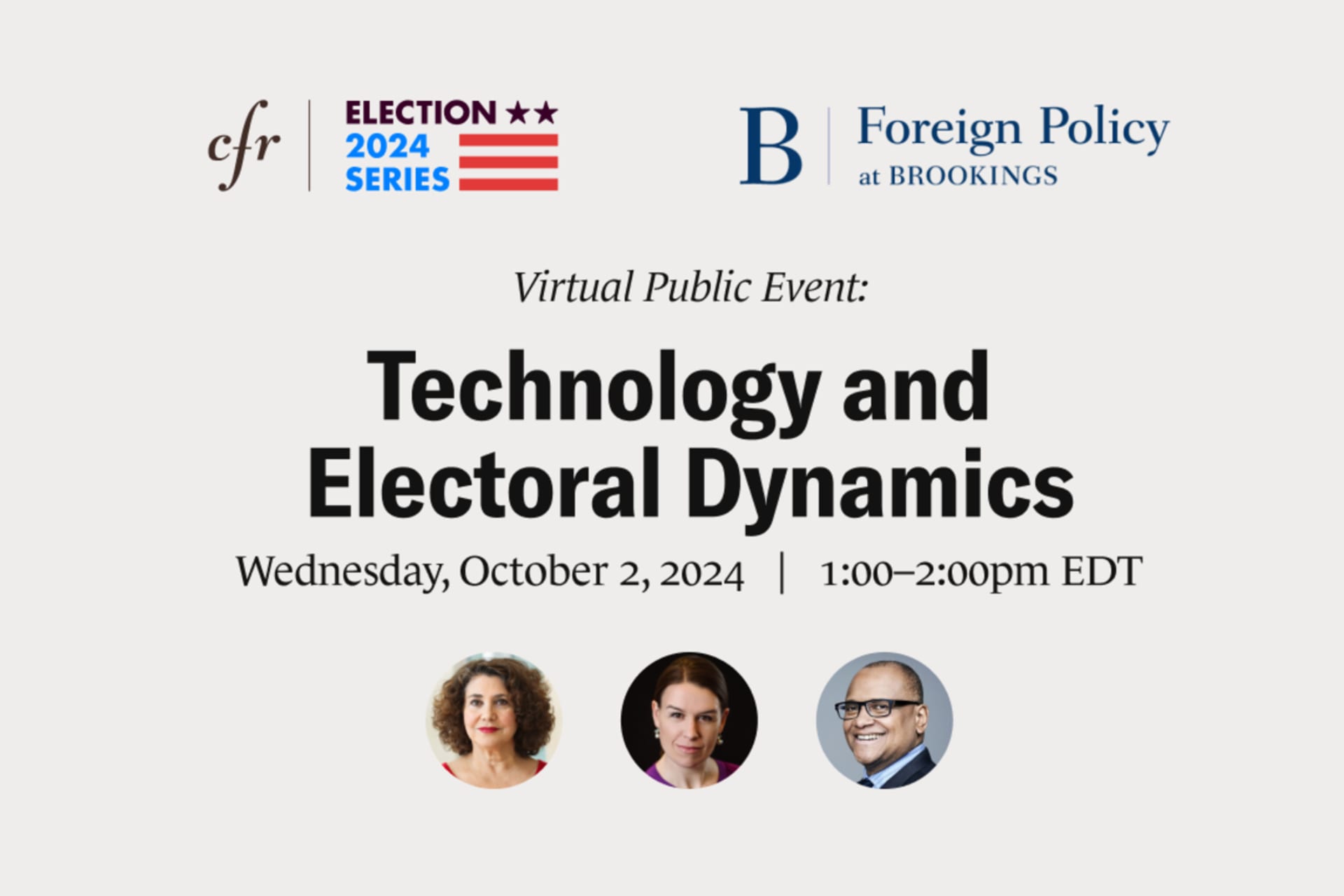 CFR-Brookings Institution Election 2024 Virtual Public Event: Technology and Electoral Dynamics