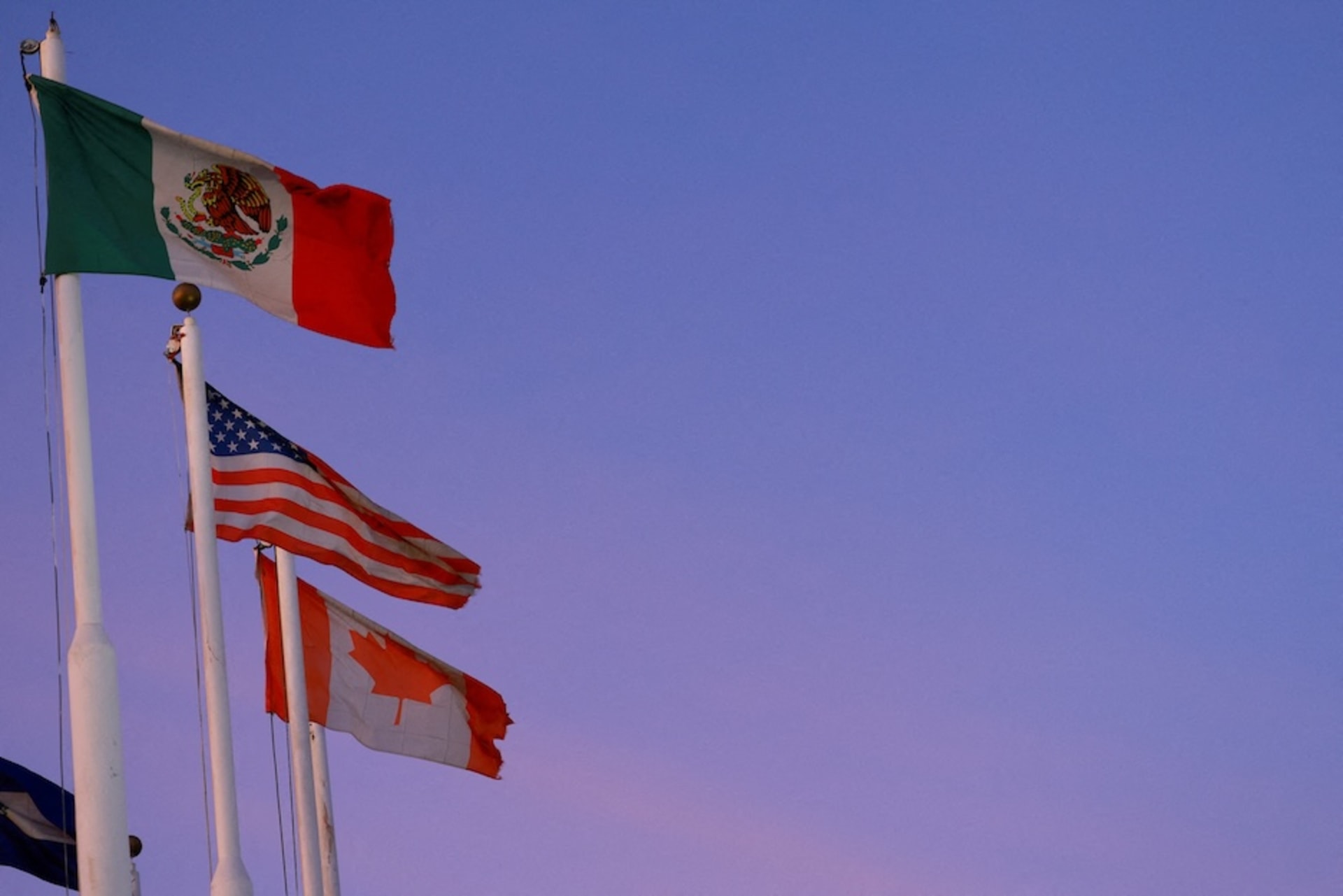 <p>The flags of Mexico, the United States and Canada fly in Ciudad Juarez, Mexico February 1, 2025. </p>
