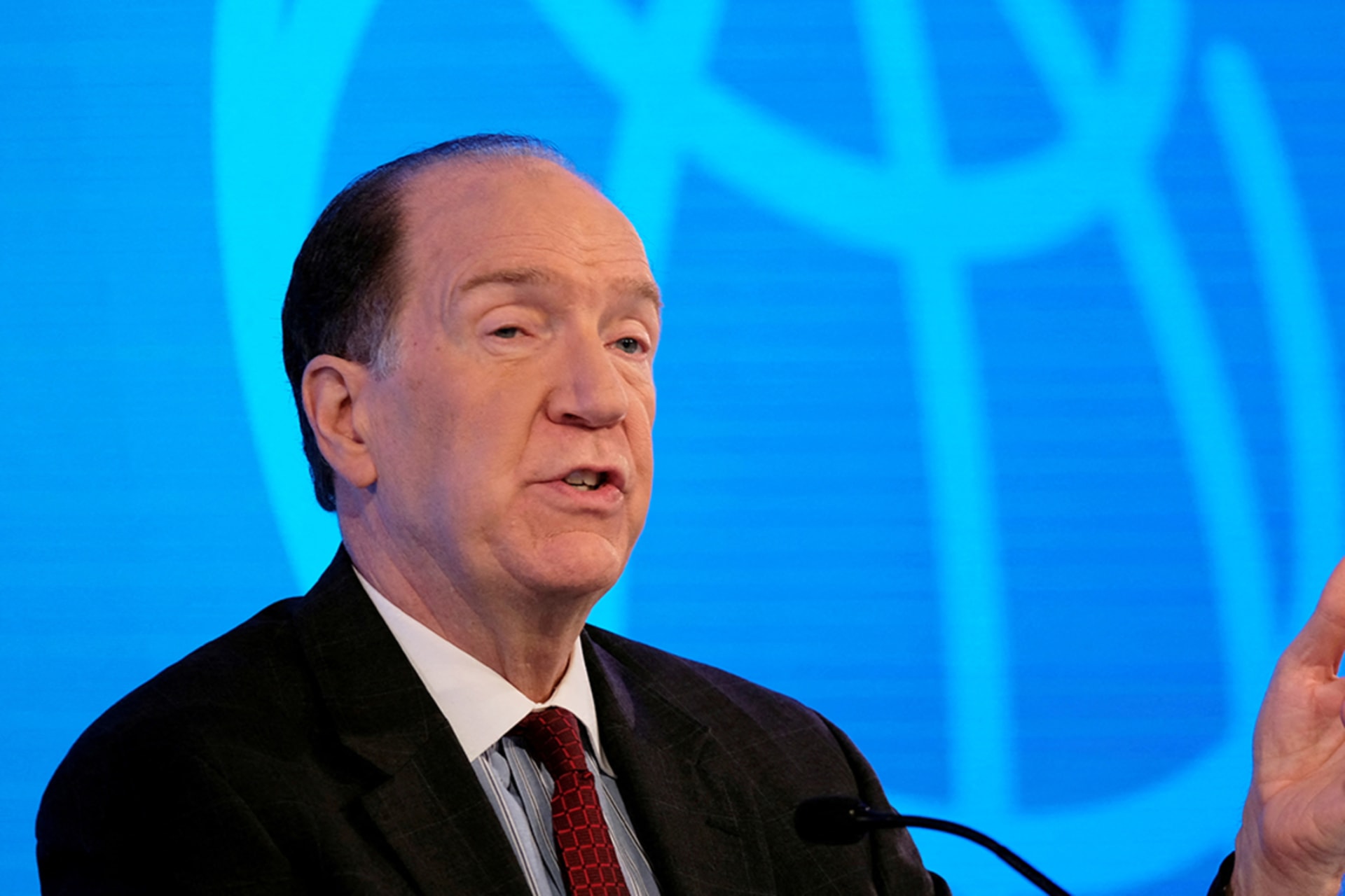 David Malpass speaking at event