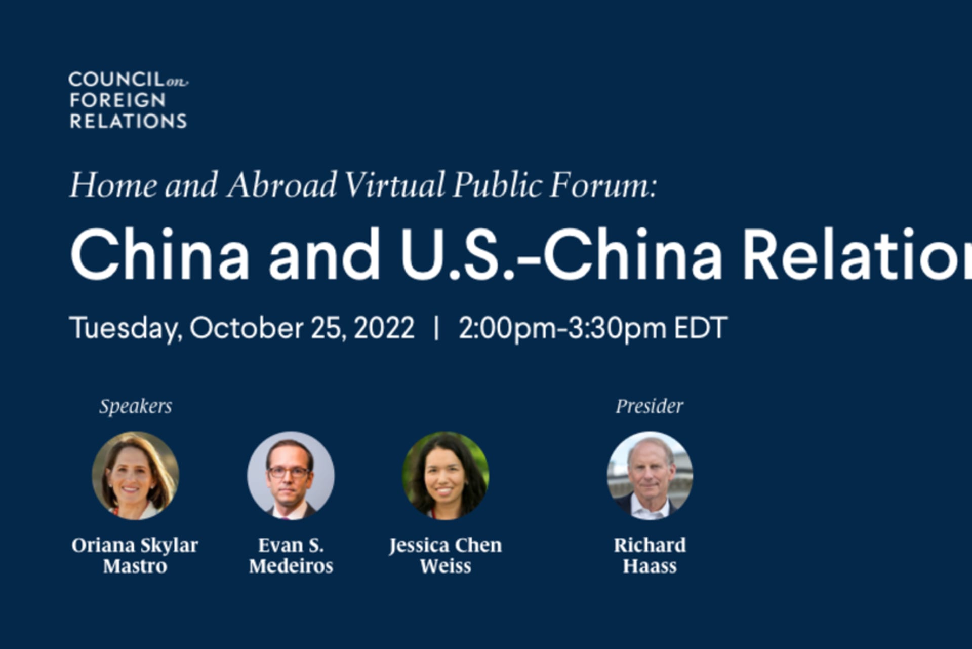 Home and Abroad Public Forum: China and U.S.-China Relations