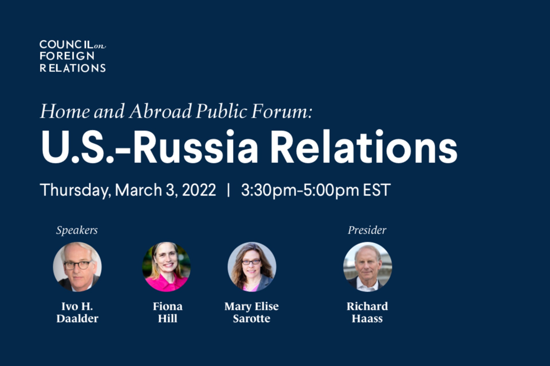 Home and Abroad Public Forum: U.S.-Russia Relations Image