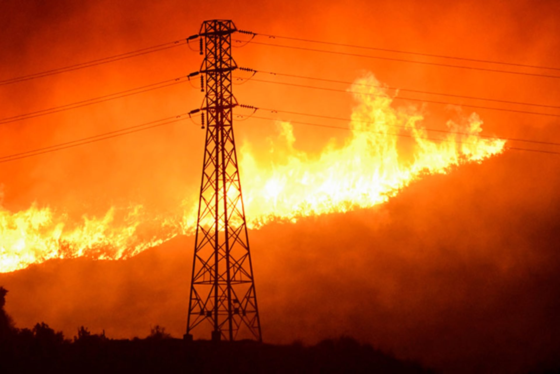Electricity Grid Near Wildfire in California