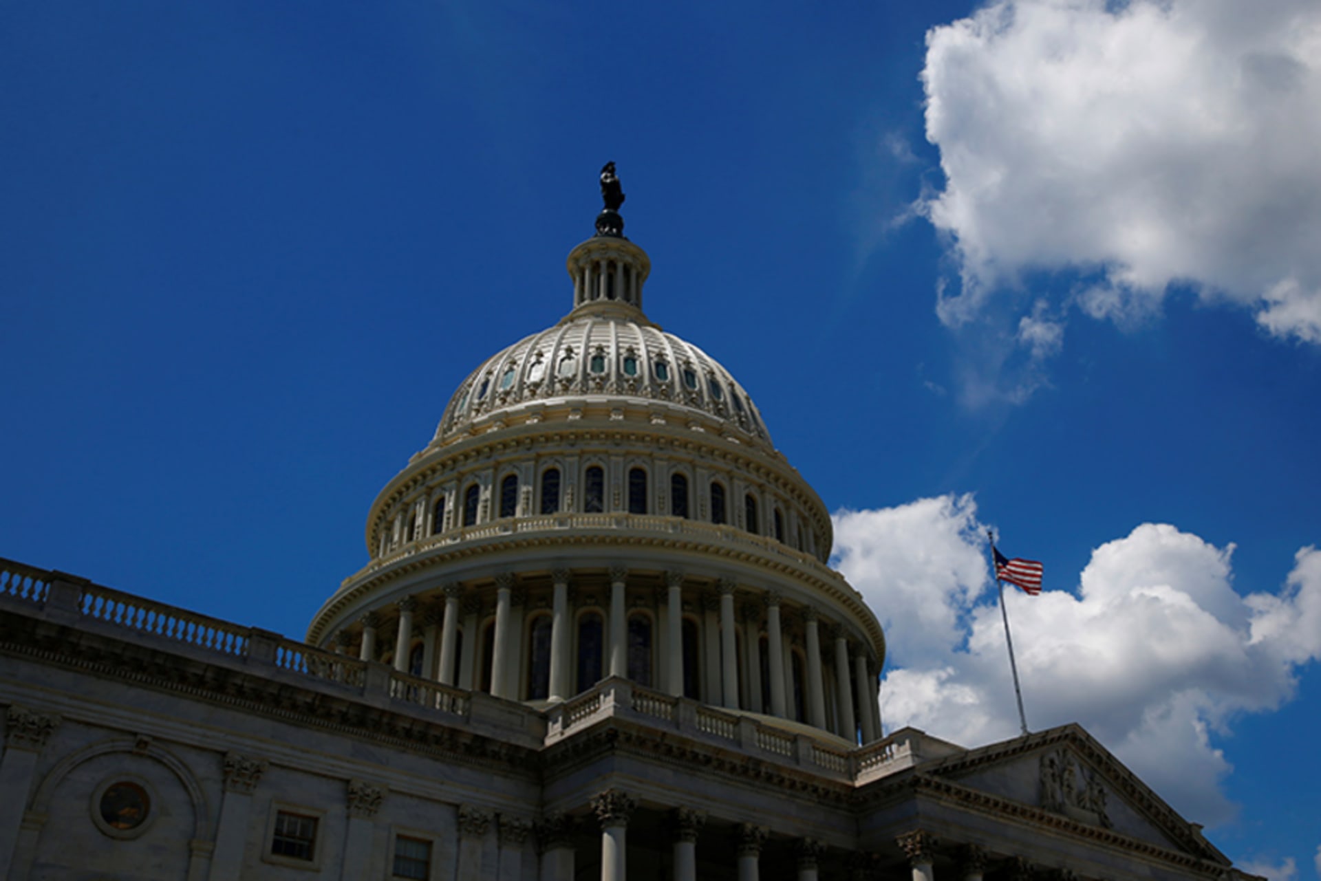 American flag and the capital