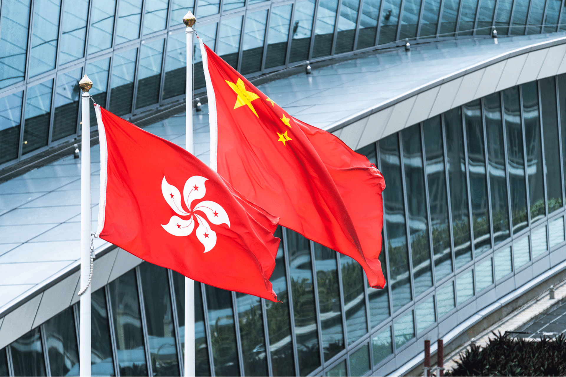 Hong Kong and mainland China national flags