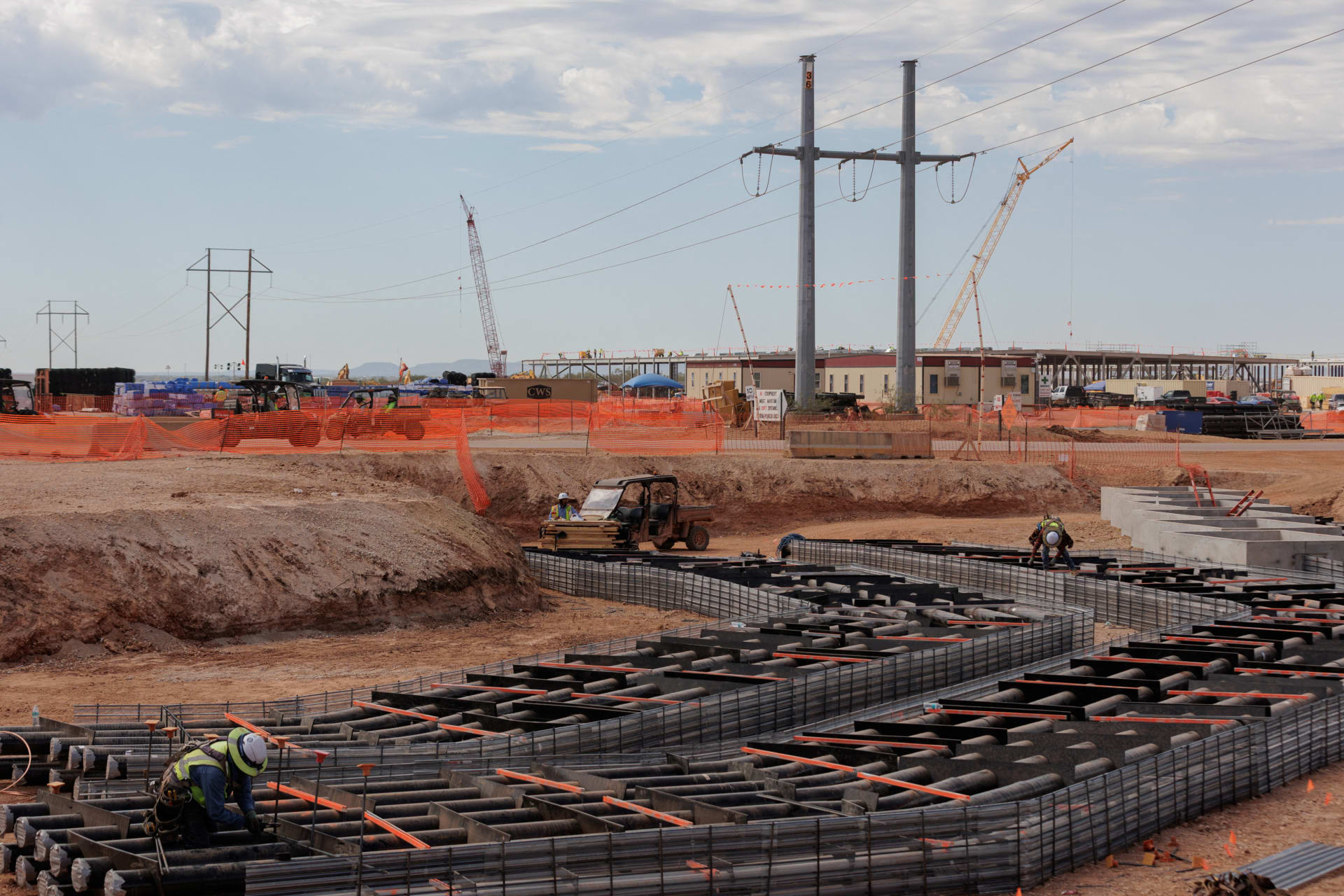<p>Conduits for fiber to connect superclusters of data centers are under construction during a tour of the OpenAI data center in Abilene, Texas, U.S., September 23, 2025.</p>
