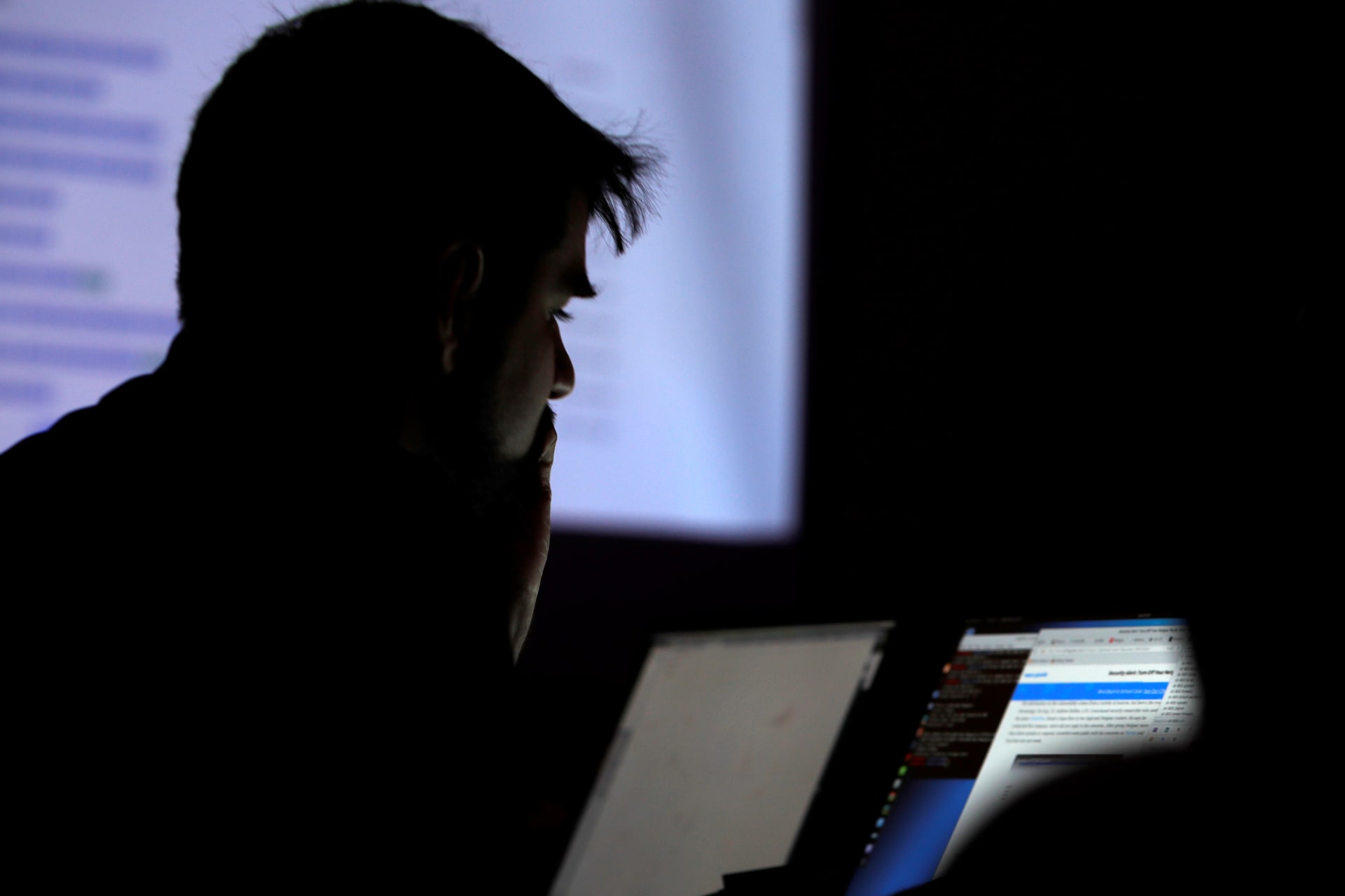 <p>A man at the Def Con hacker convention in Las Vegas.</p>