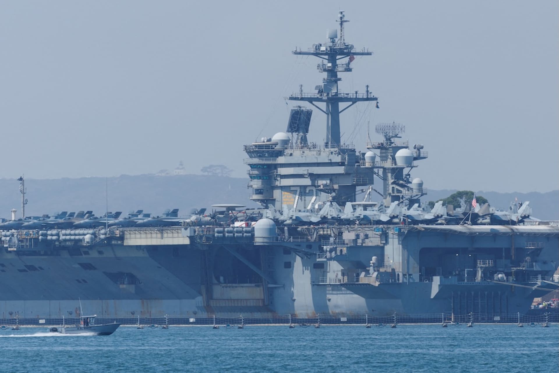 <p>The USS Abraham Lincoln (CVN-72), a Nimitz-class nuclear-powered aircraft carrier, is shown at Naval Air Station North Island in San Diego, California, U.S. August 11, 2025. </p>
