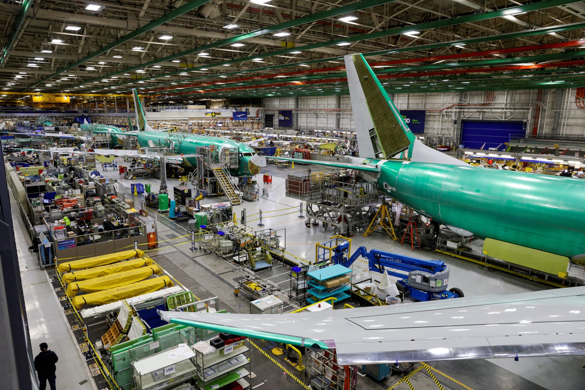FILE PHOTO: The P-8 production line is pictured at Boeing's 737 factory in Renton